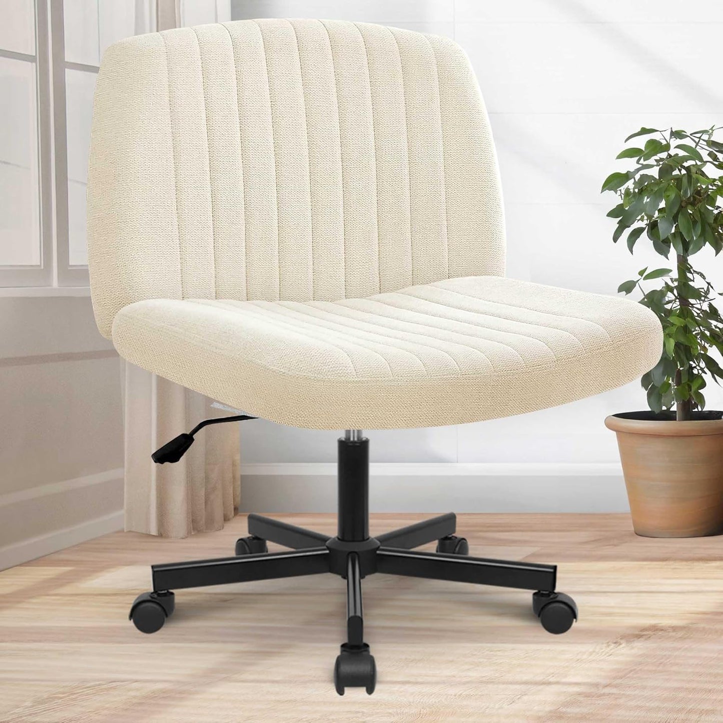 Adjustable Beige Office Chair on Wheels
