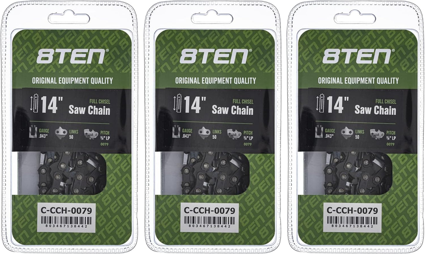 8TEN Full Chisel Chainsaw Chain 14 Inch for Stihl MS Series