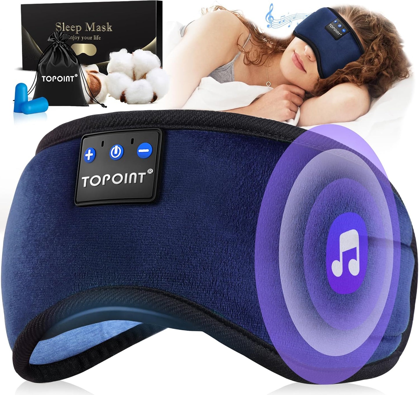 TOPPOINT Sleep Headphones Bluetooth Mask for Ultimate Comfort