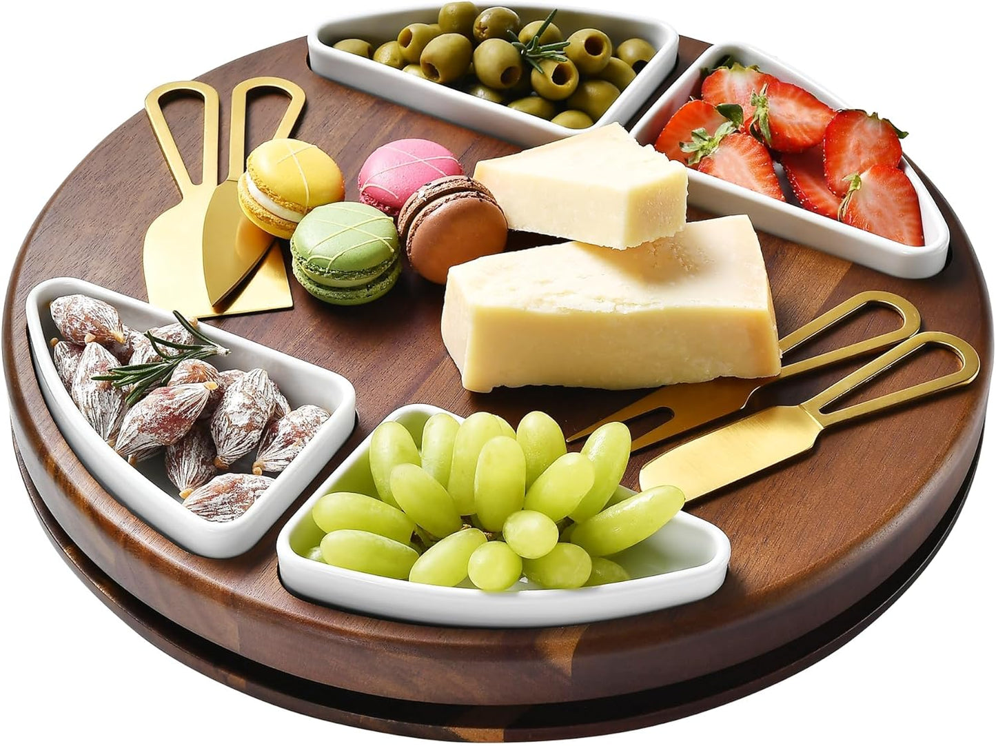 Shanik Lazy Susan Cheese Cutting Board Set for Entertaining