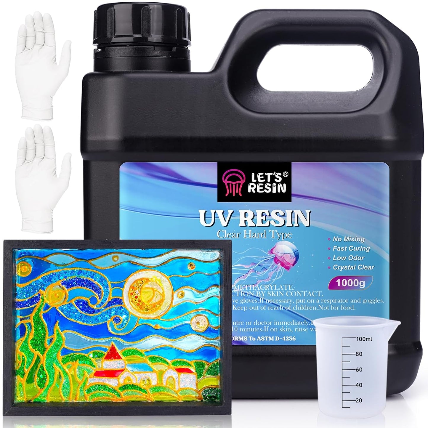 LET'S RESIN UV Resin for Jewelry Crafting - 1,000g Clear Epoxy