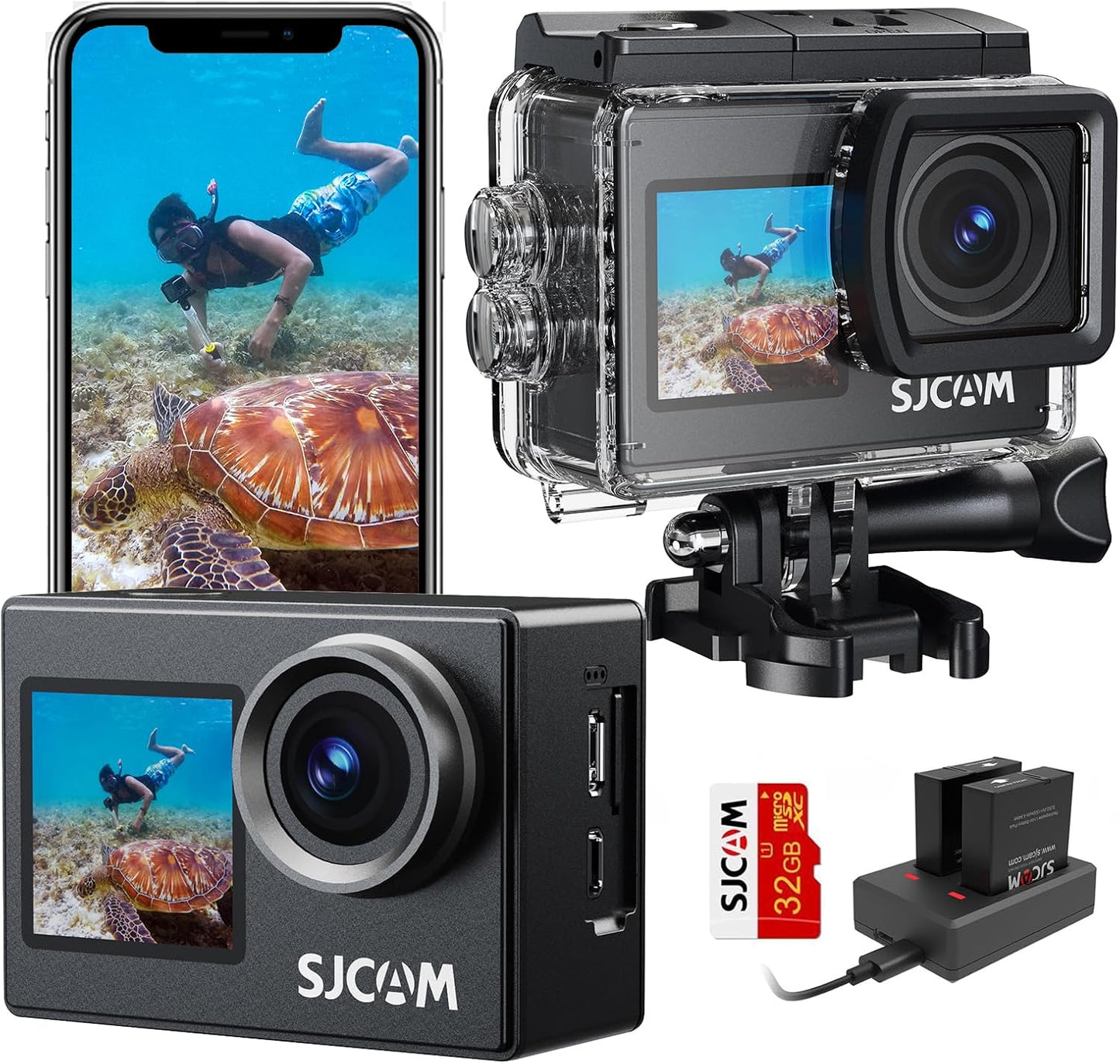 4K Underwater Action Camera - Dual Screen, Stabilization