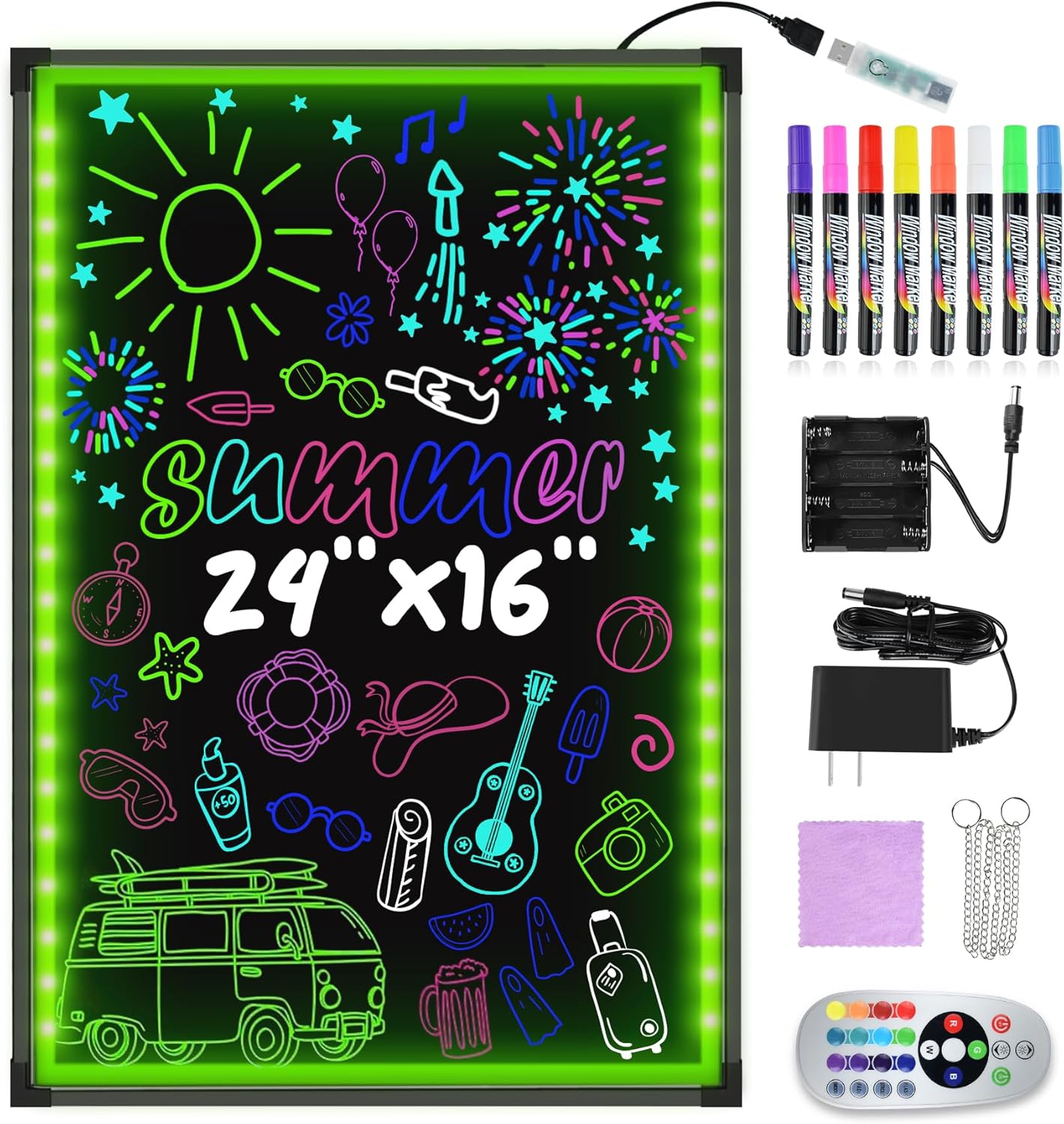 Hosim LED Message Writing Board - 24in x 16in Neon Sign