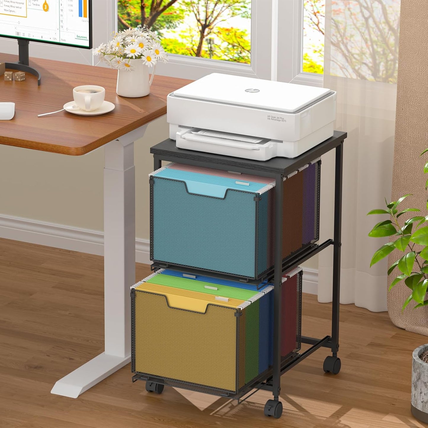 Organize with Ease: Rolling File Cart with Lockable Wheels