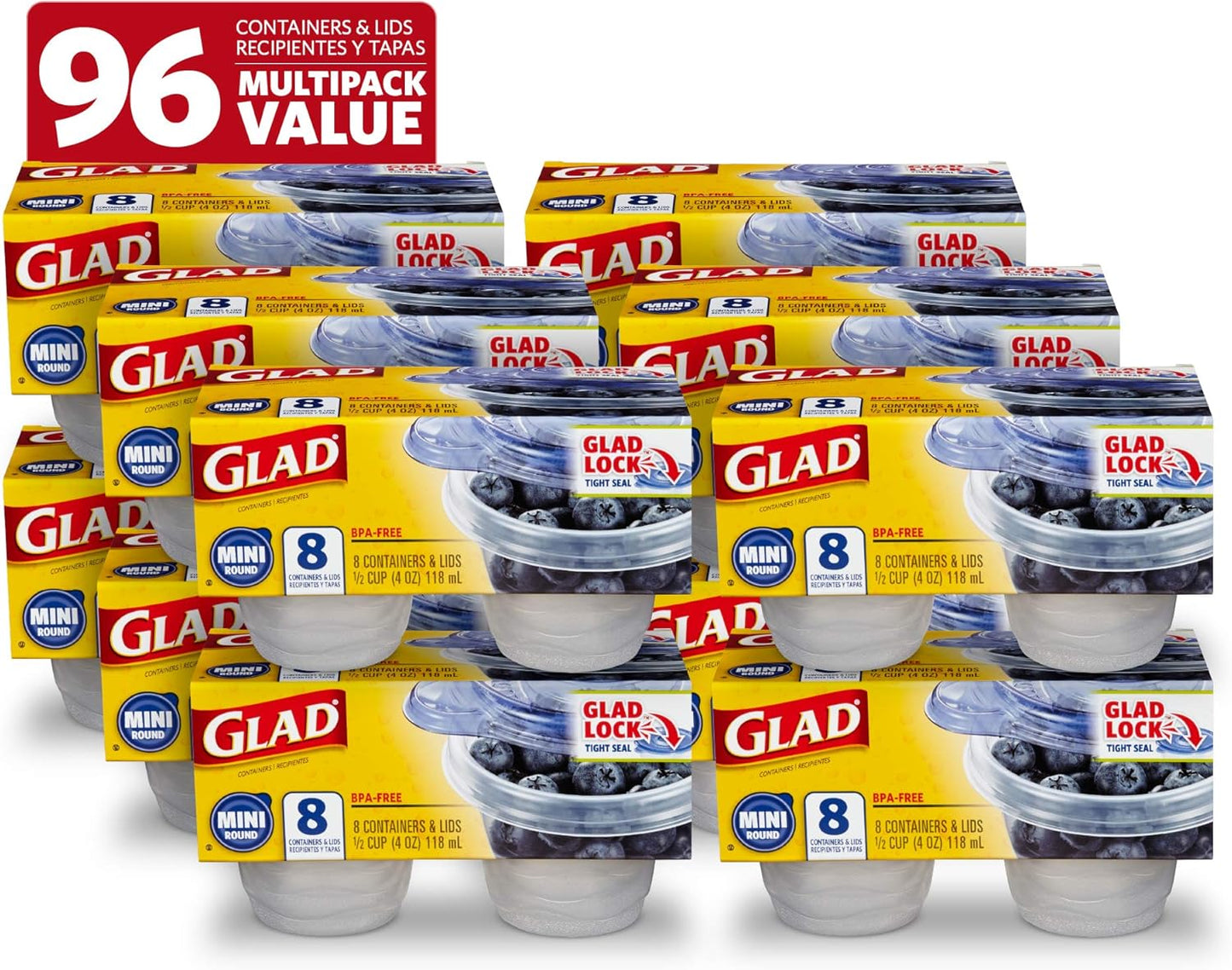 GladWare Mini Round Food Storage Containers for Small Meals