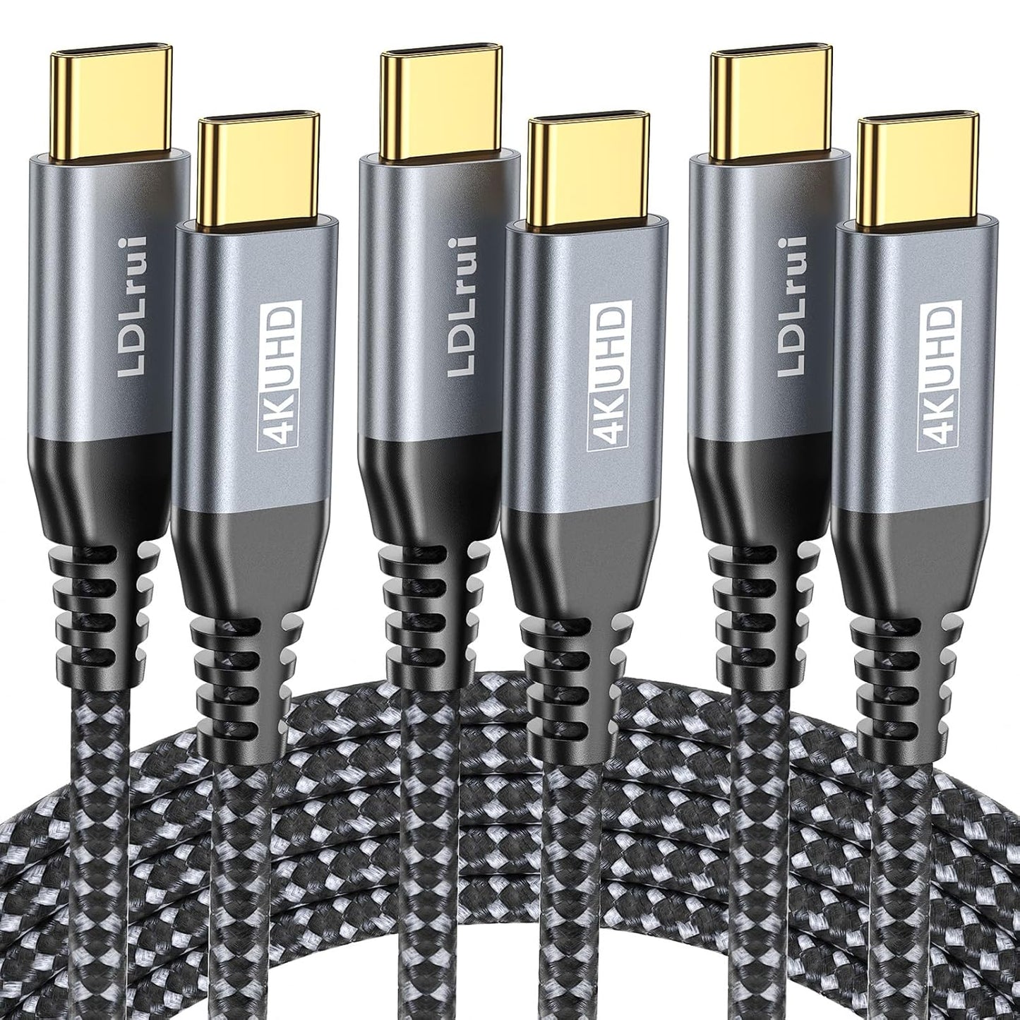 LDLrui USB C Cable 6FT 3Pack for 4K UHD Display and Fast Charging