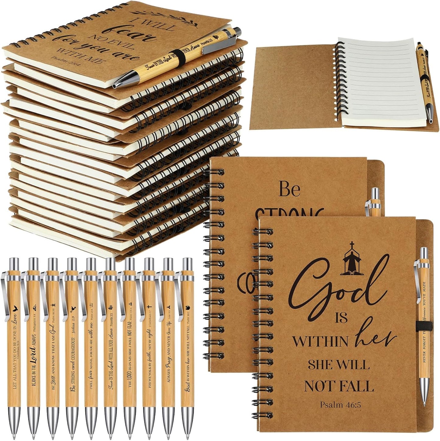 Glenmal Christian Prayer Journal Set - Inspiring Scriptures & Bamboo Pen
