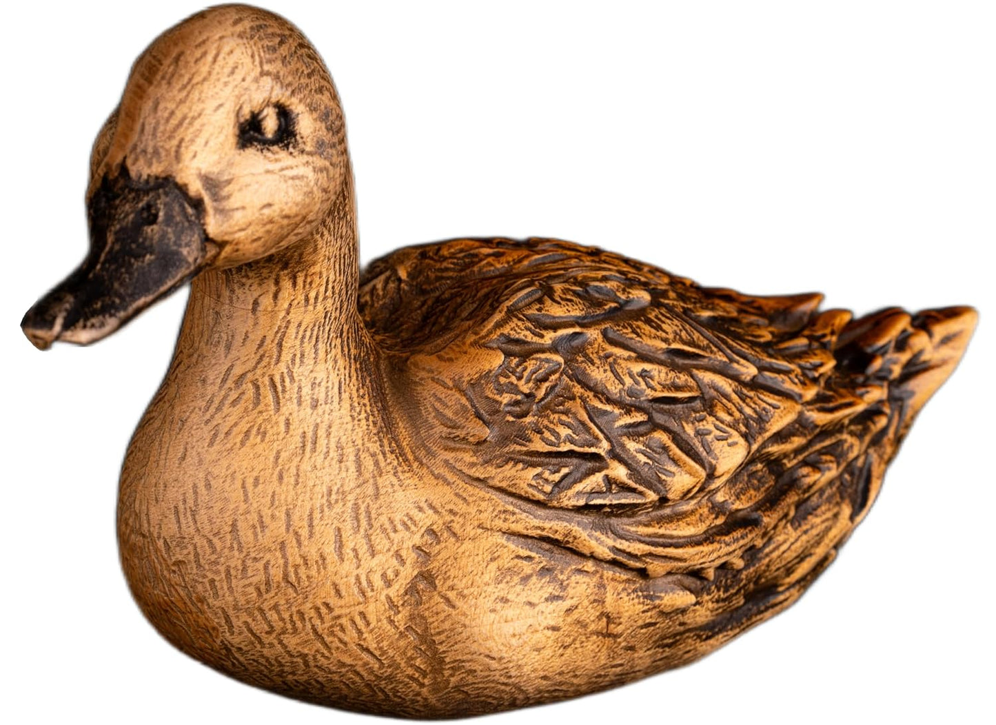6.10in Wood Duck Figurine - Elegant Rustic Decor Accent