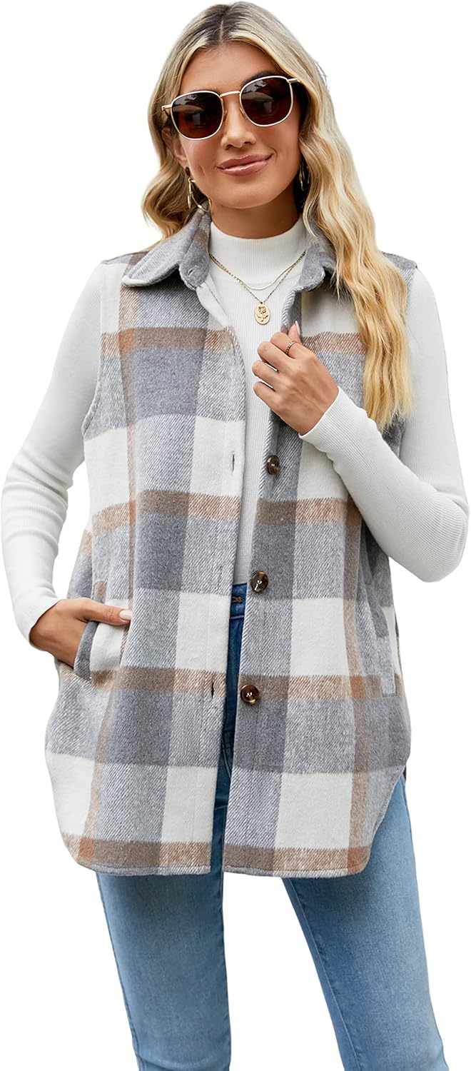 UANEO Womens Fall Flannel Plaid Vest for Stylish Comfort