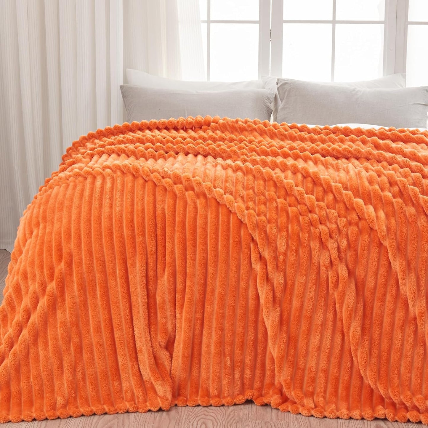 Super Soft Fall King Blanket for All Season Use in Orange
