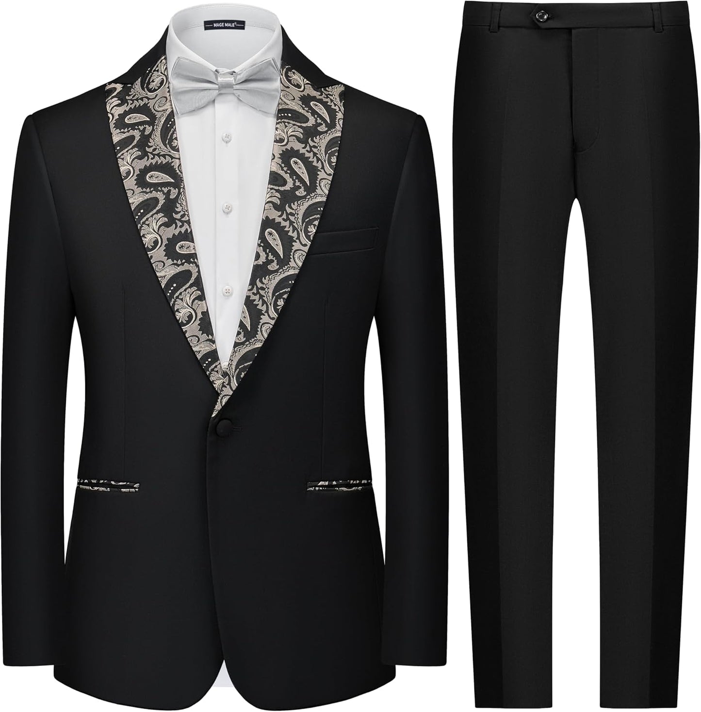 MAGE MALE Men's 2 Piece Suit for Weddings and Formal Events