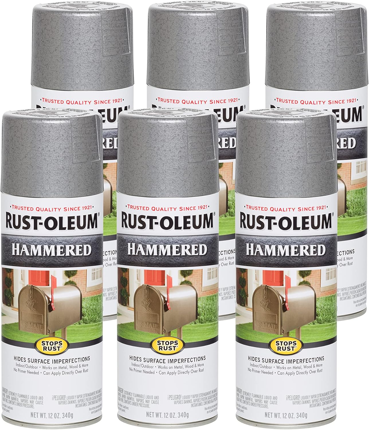 Rust-Oleum Stops Rust Hammered Spray Paint, 12 oz, Silver Pack
