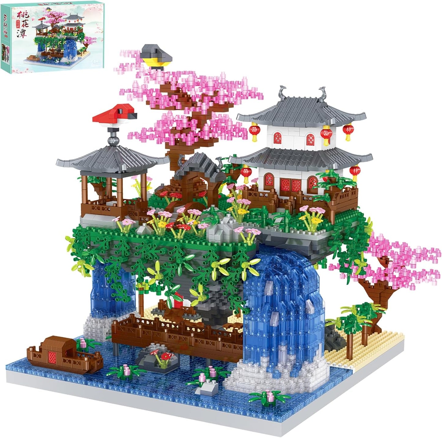 3600PCS Micro Mini Blocks Peach Blossom Pond by SAMYBLOCKS