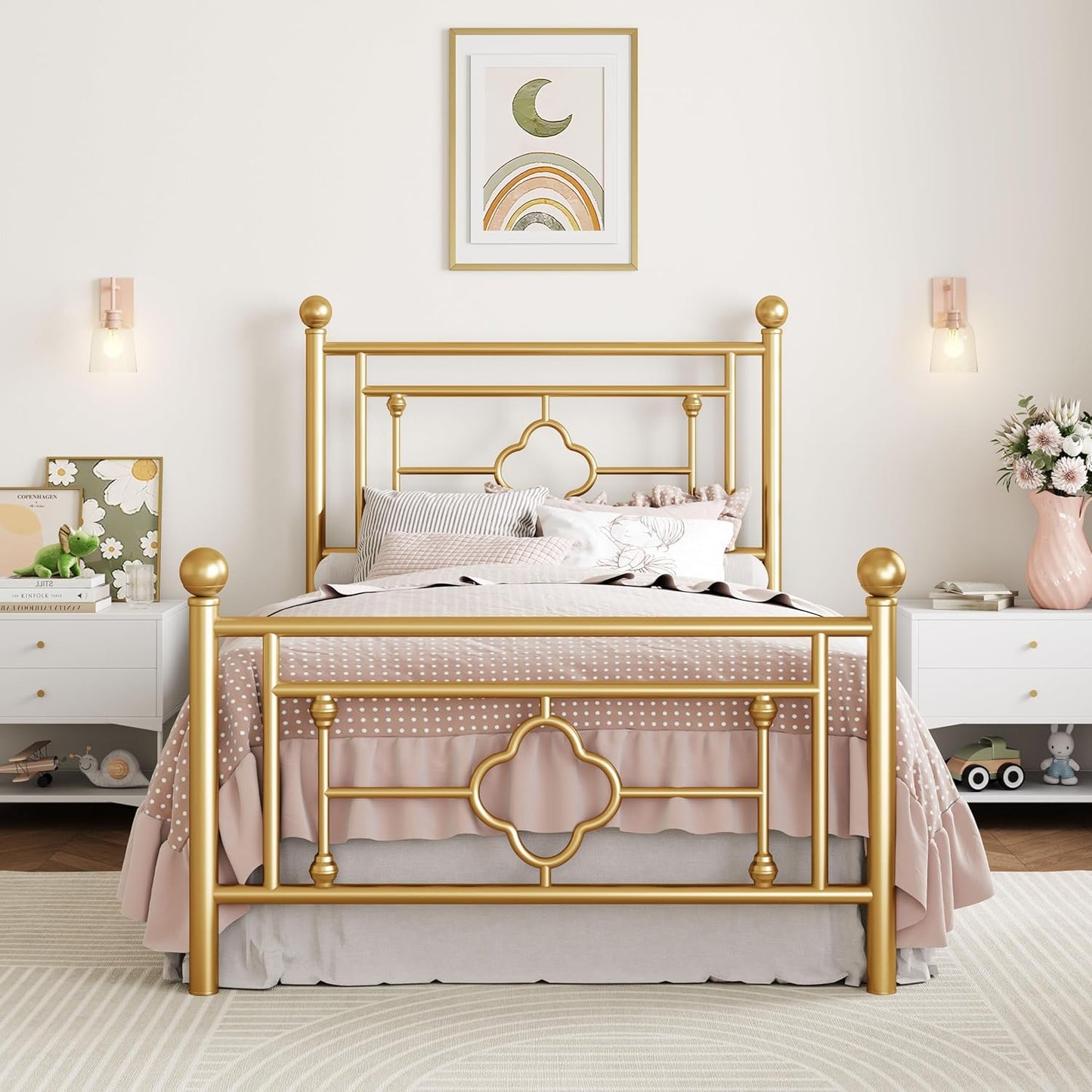 SHA CERLIN Twin Size Metal Platform Bed Frame for Modern Decor