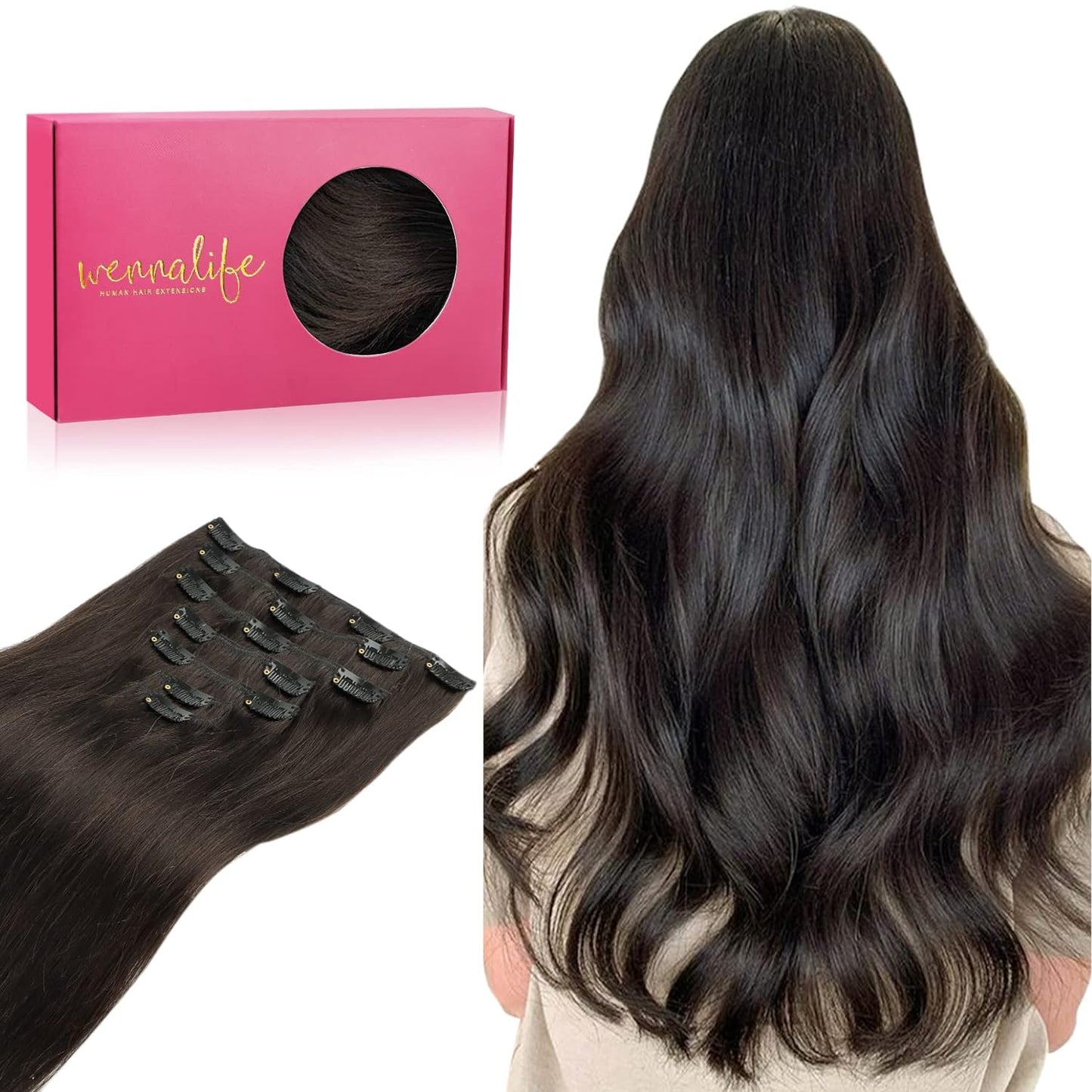 WENNALIFE Clip in Hair Extensions for Natural Volume & Length