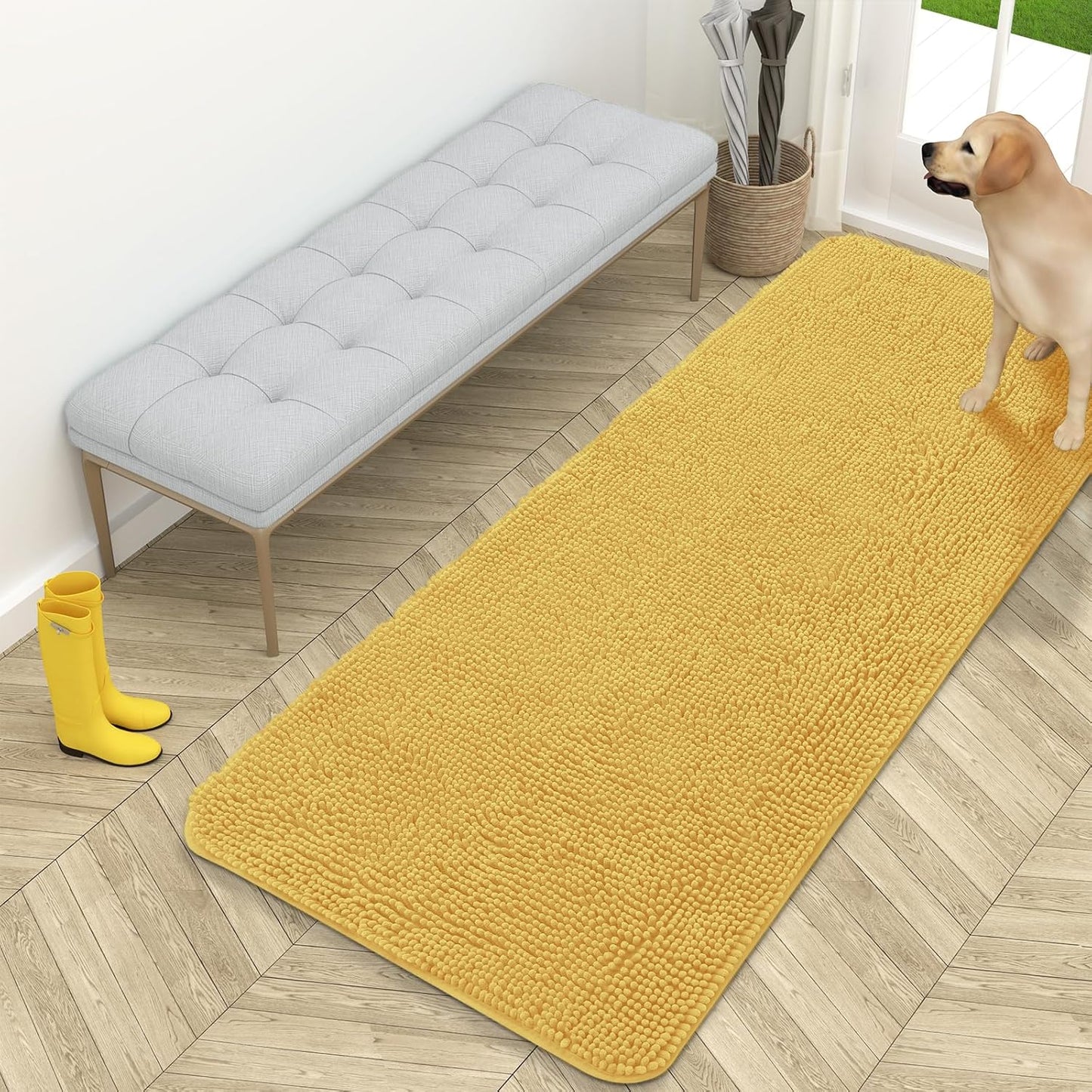 OLANLY Dog Door Mat for Muddy Paws - Absorbent Chenille Mat