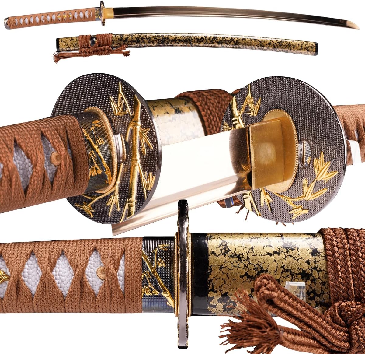 Japanese Samurai Katana Sword with Blue Flame Design for Collectors