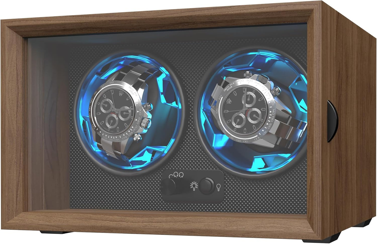 Premium Double Automatic Watch Winder, 4 Rotation Modes, Blue Light - Perfect Gift for Men