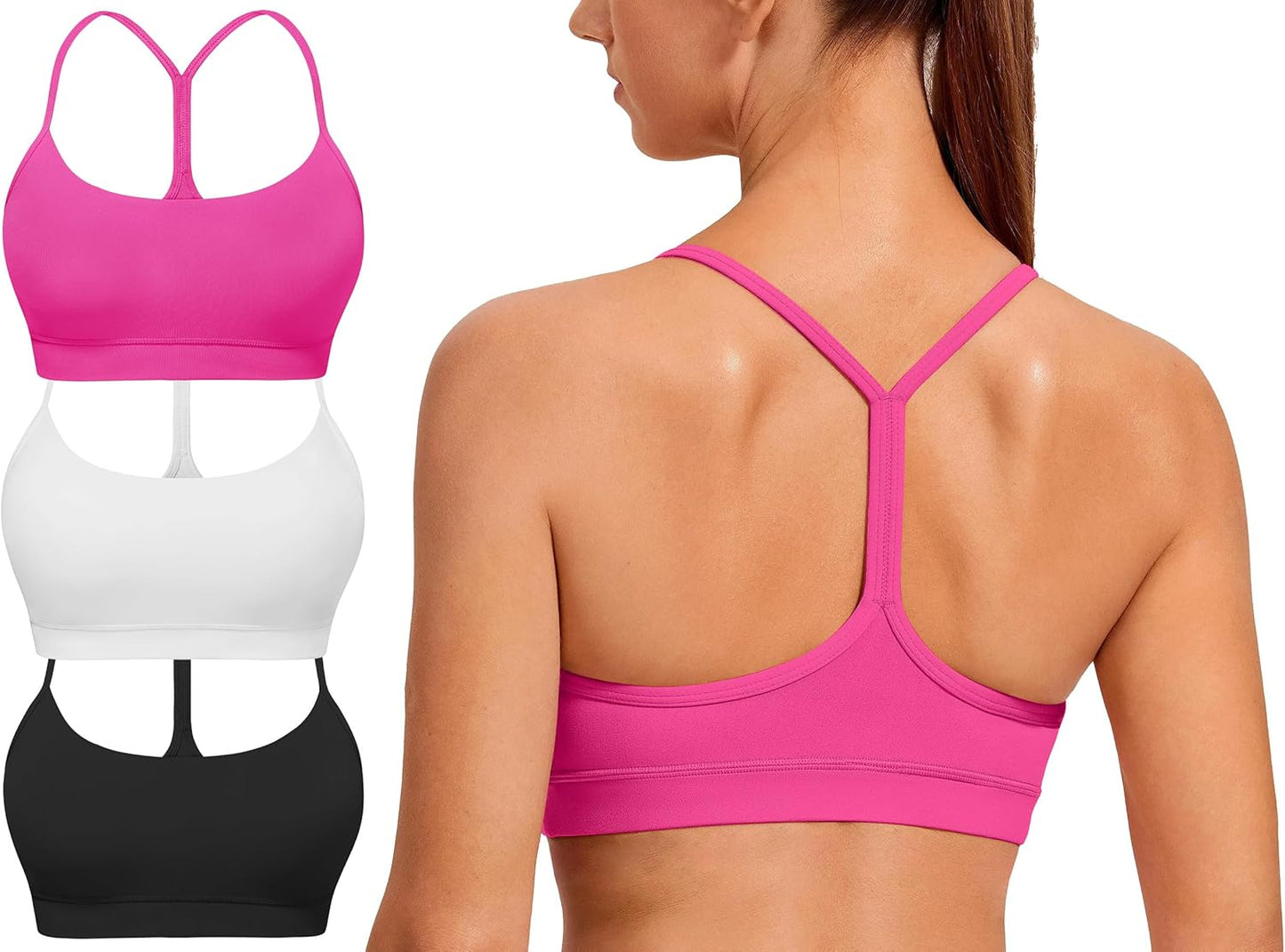 Spaghetti Strap Padded Sports Bras for Women - Y Back Design