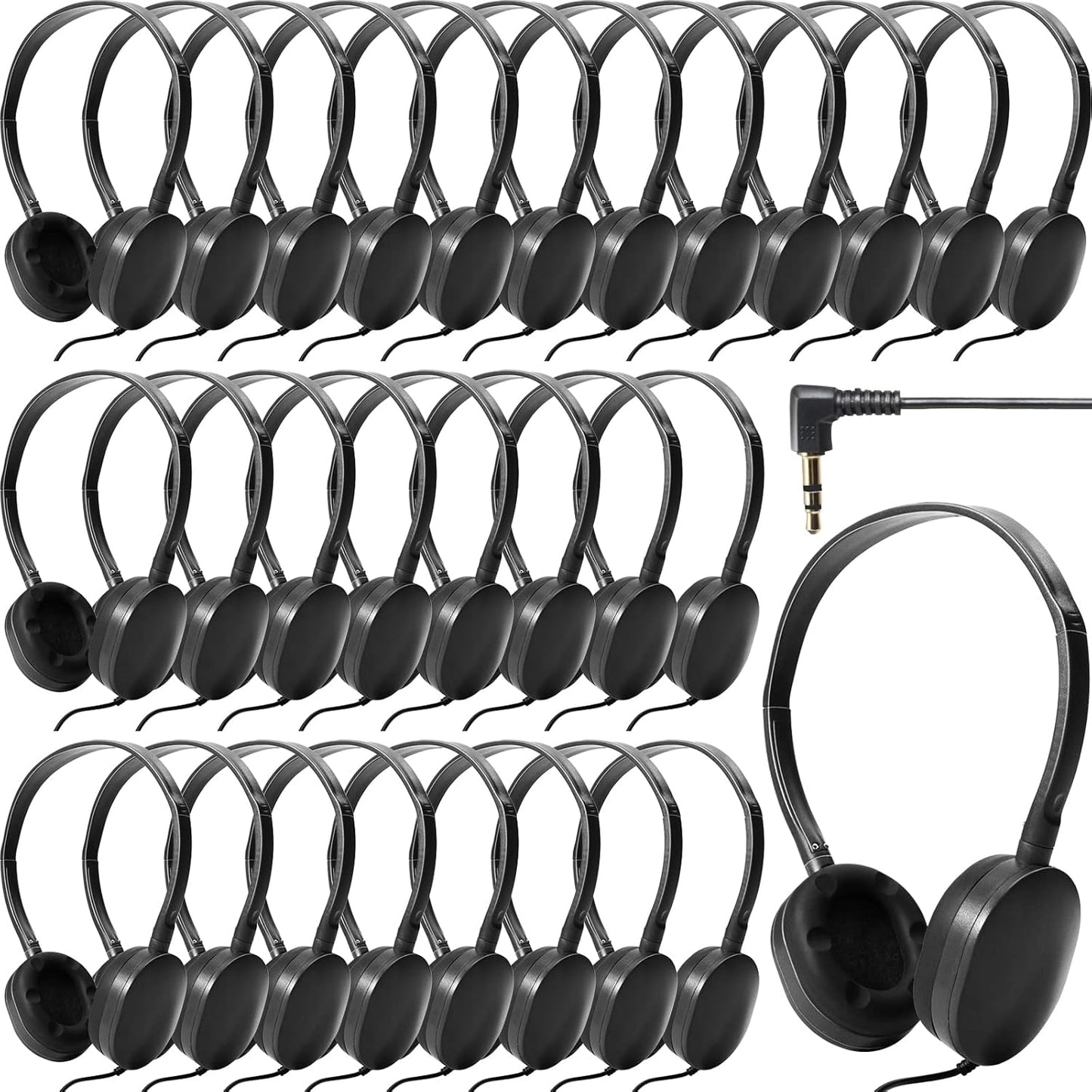 Flutesan 30 Pack Wired Headphones for Kids with Adjustable Fit