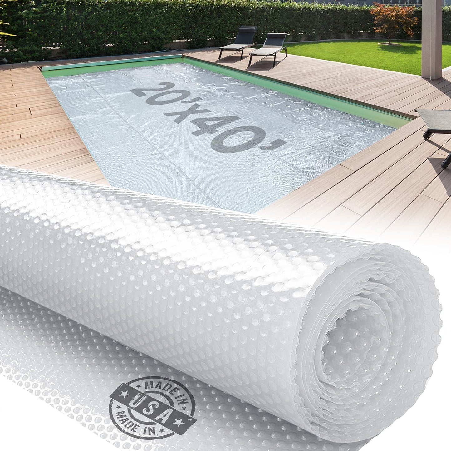 20ft x 40ft Rectangle Solar Cover for Inground and Above Ground Pools