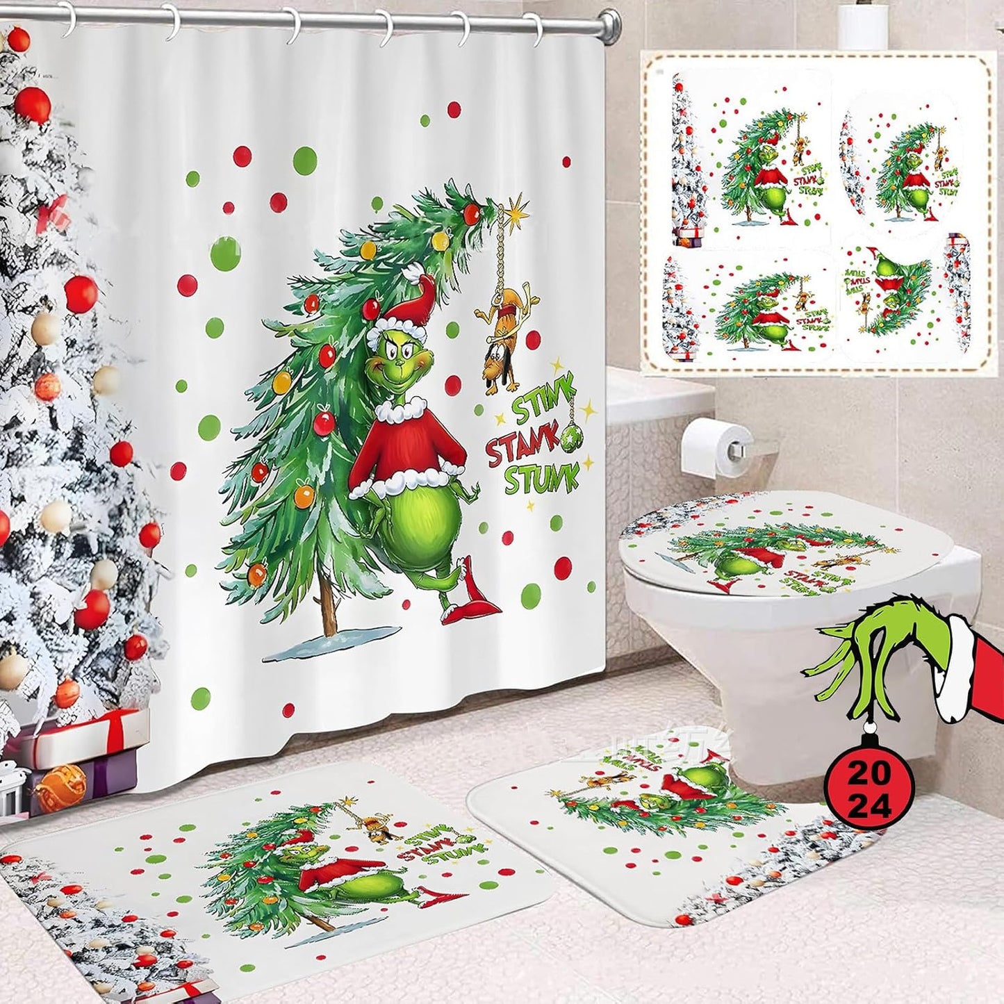 XmasSpruce 4-Piece Holiday Bathroom Set