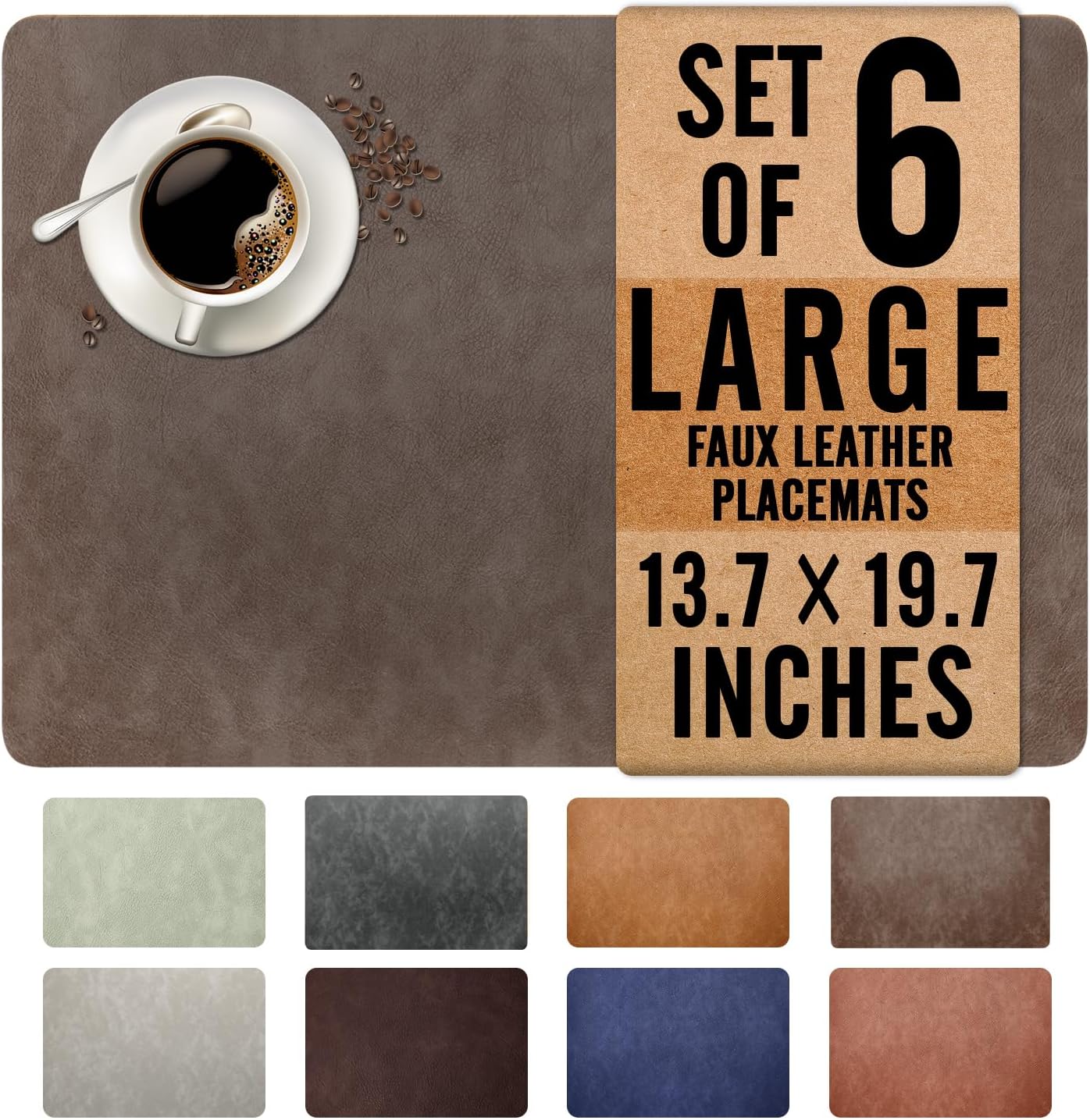 UnivoColors Washed Cowhide Pattern Faux Leather Placemats Set
