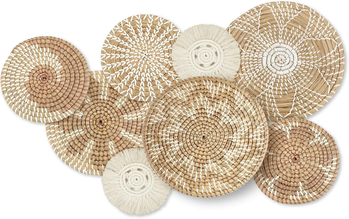 Xuhal Set of 8 Hanging Woven Wall Baskets for Rustic Decor