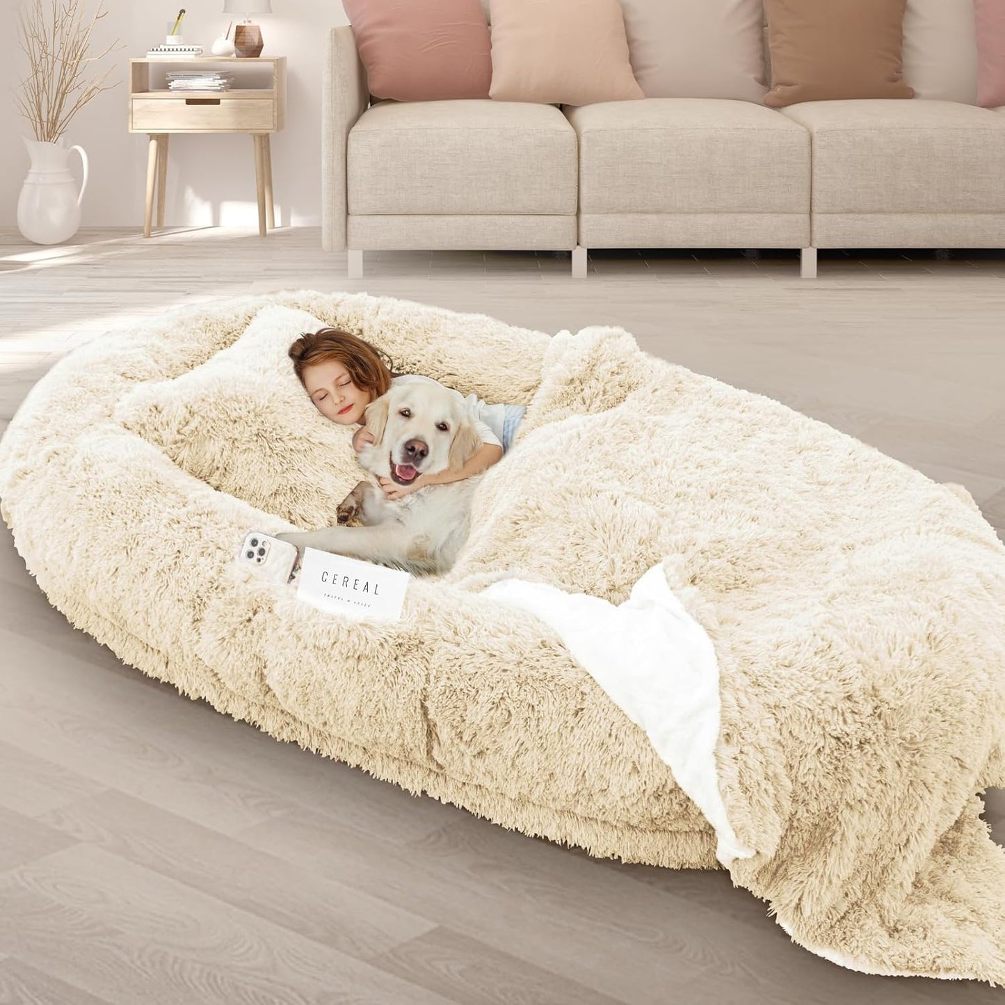 Oversize Human Dog Bed with Memory Foam for Comfort and Support