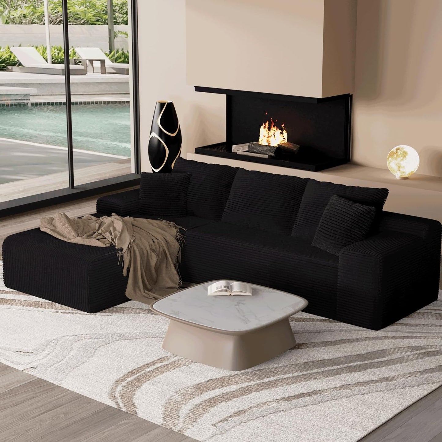 105 Inch Convertible Sectional Couch with L-Shape Chaise