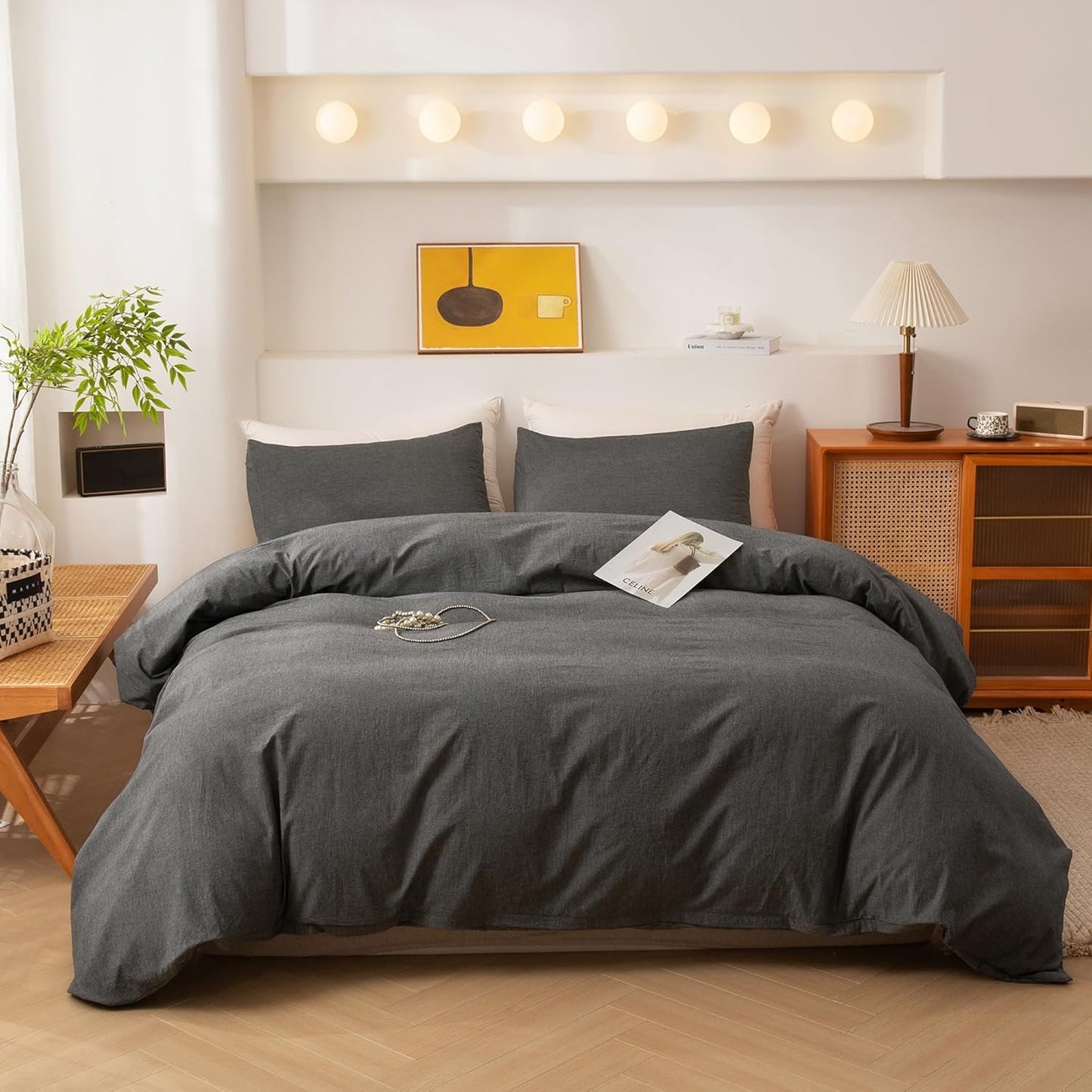 ECOCOTT Grey Duvet Cover King Size Set for Cozy Bedding Style