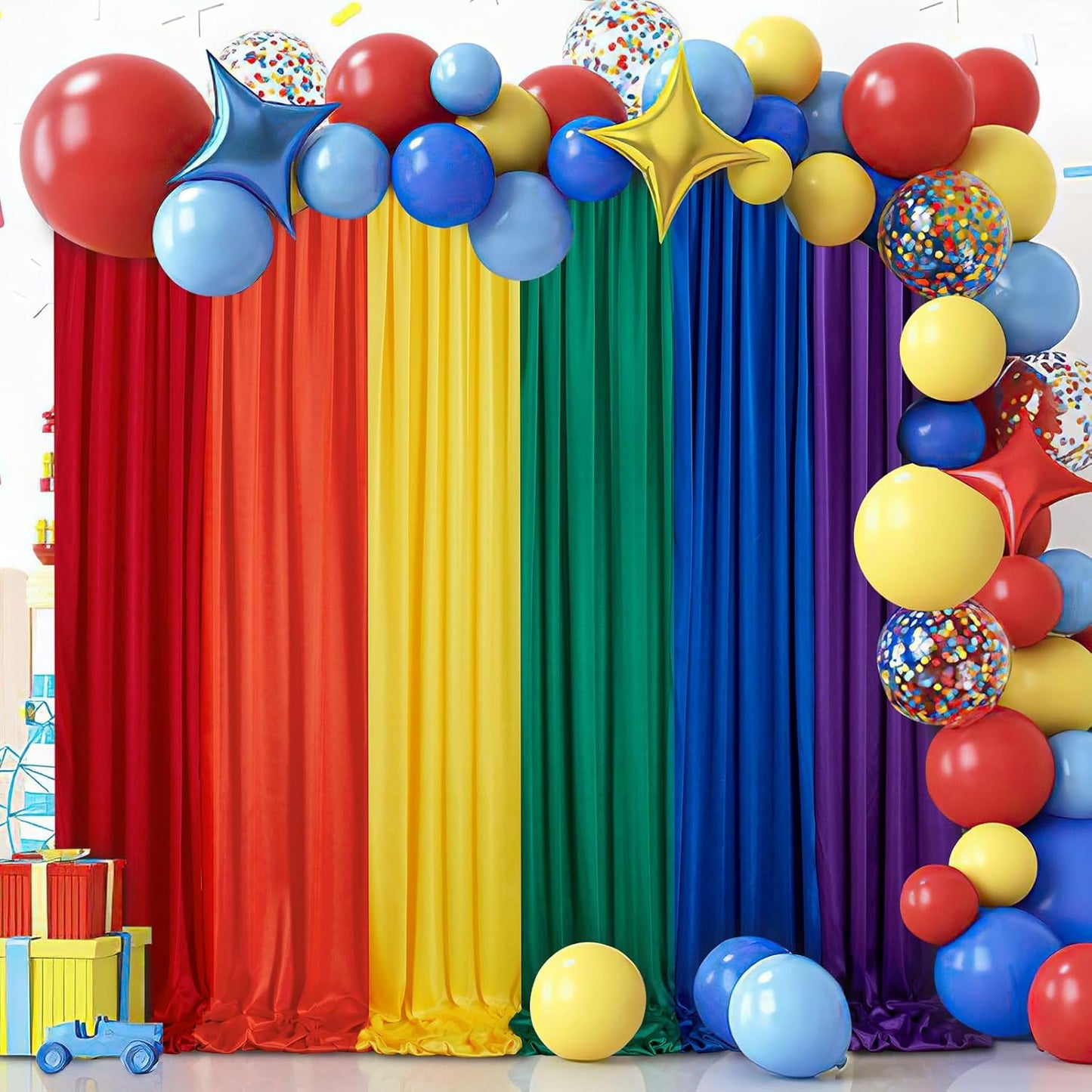 Rainbow Backdrop Curtains for Birthday Parties and Events