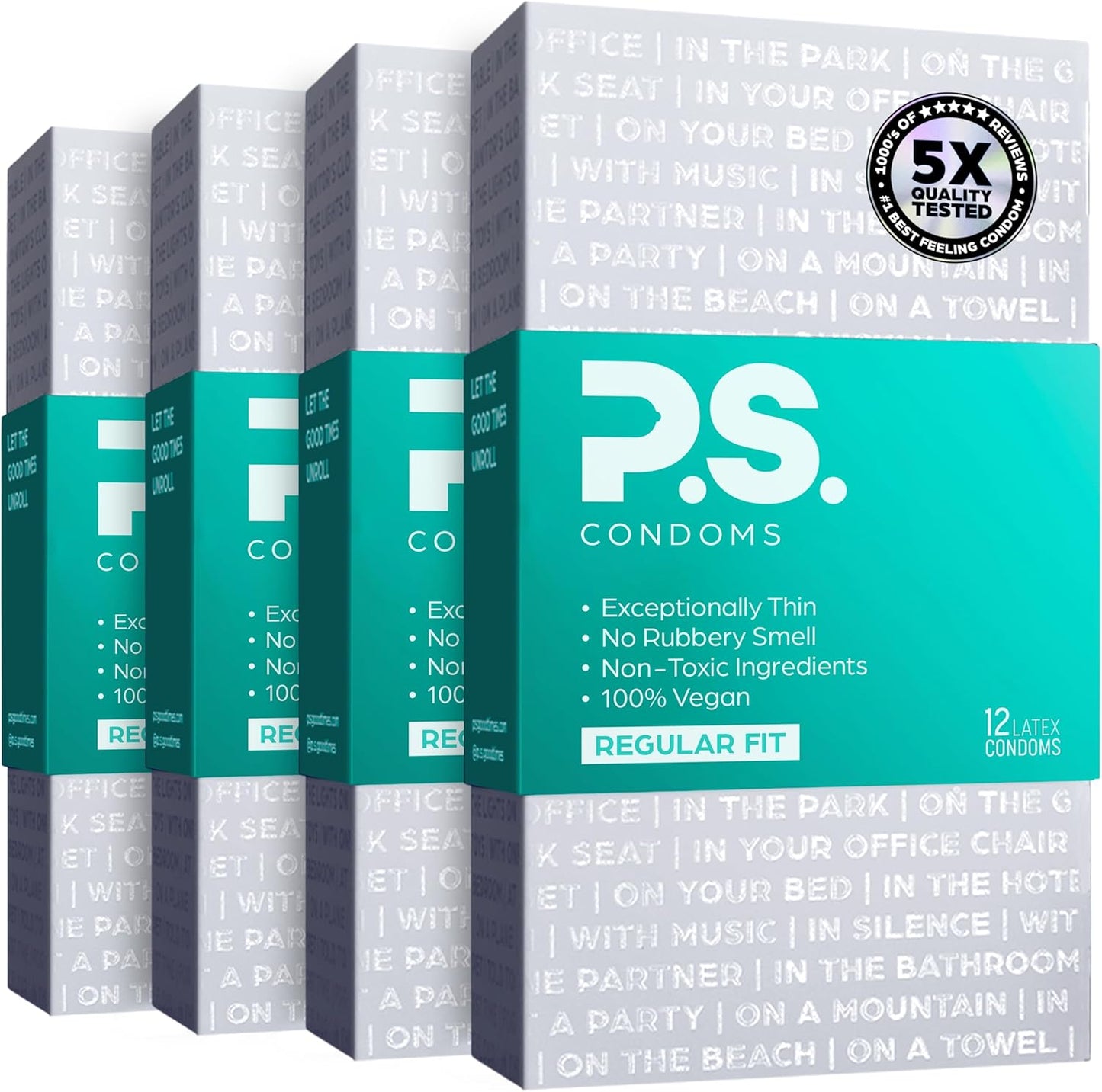 PS Condoms Exceptionally Thin Latex Condoms - Odorless & Vegan