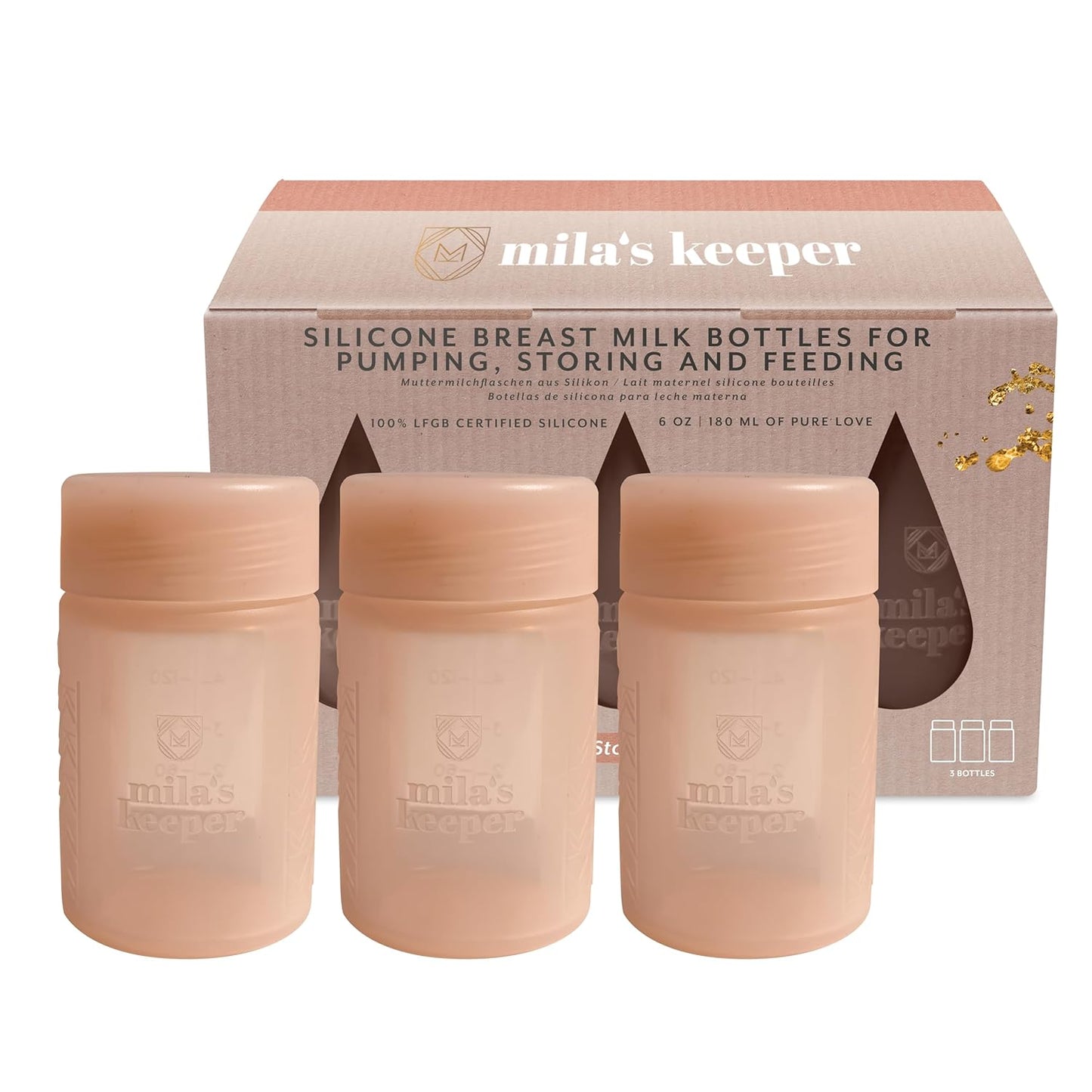 Mila's Keeper Silicone Breast Milk Storage Bottles for Moms