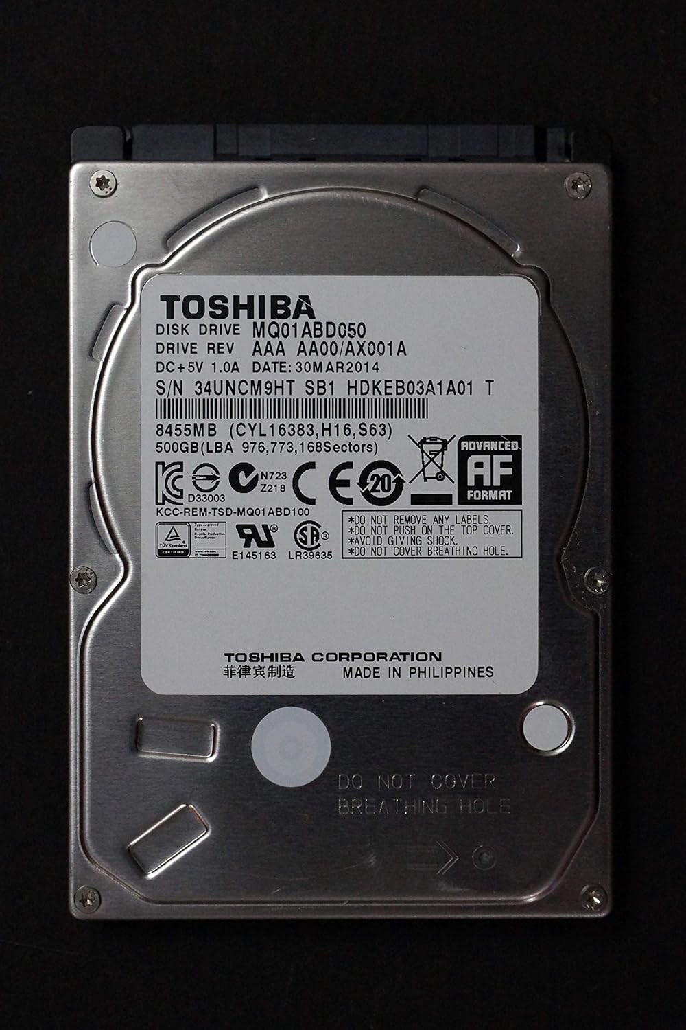 Toshiba 500GB Laptop Hard Drive Fast 5400rpm