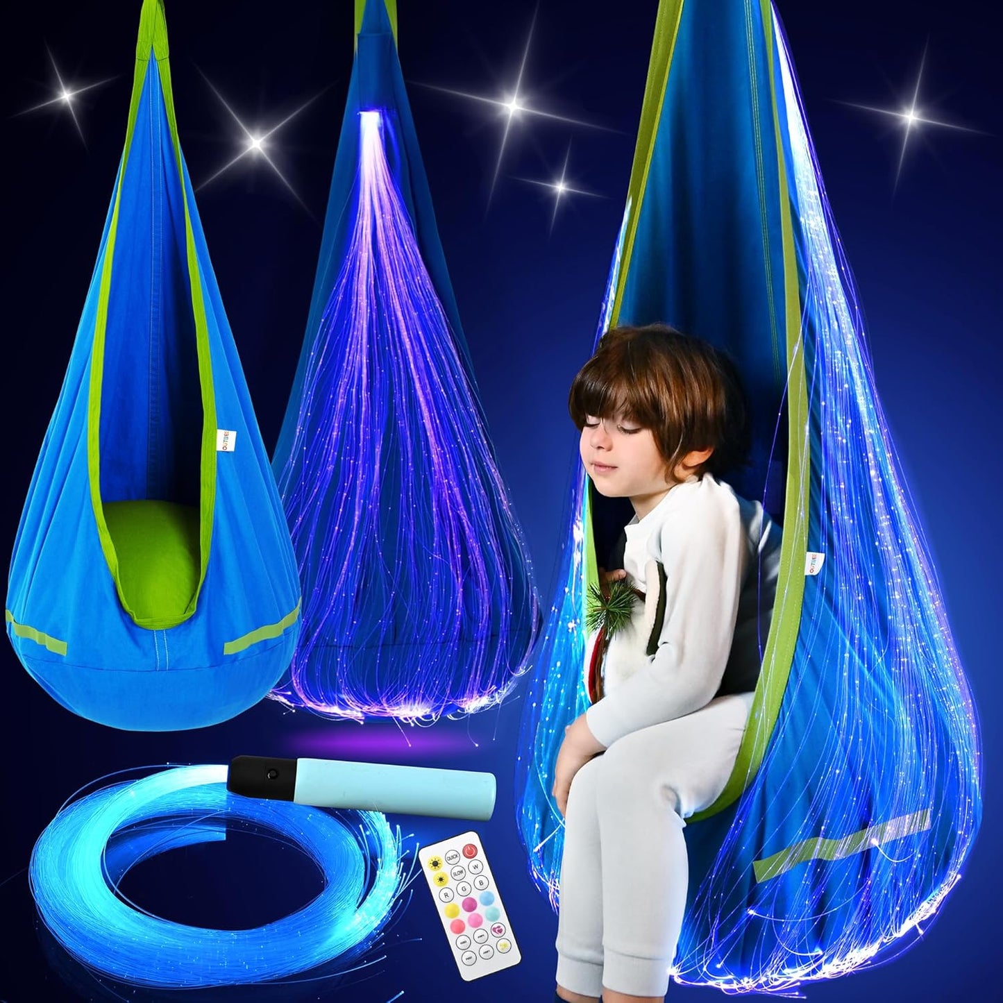 OUTREE Pod Swing with Fiber Optic Lights for Sensory Needs