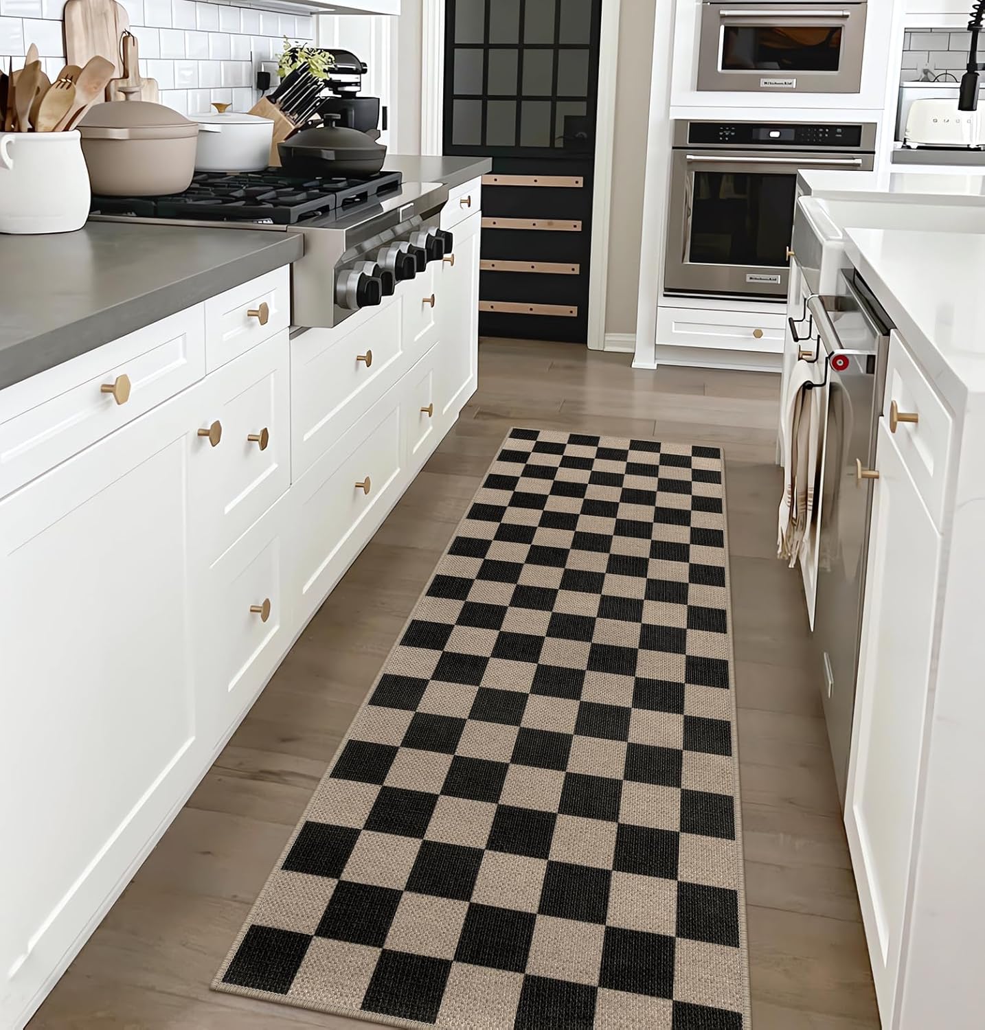Easy Jute Checkered Runner Rug for Modern Hallways and Kitchens