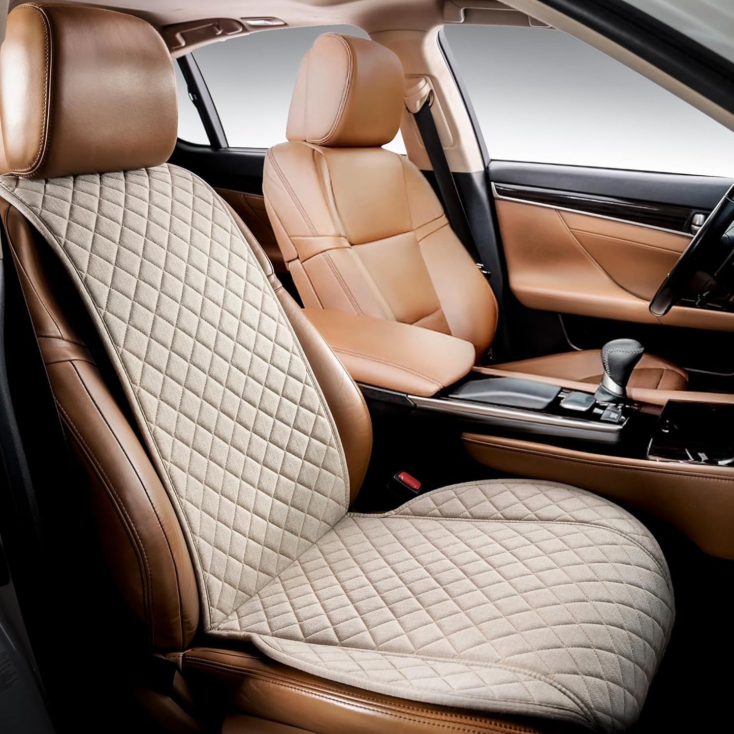IVICY Soft Breathable Car Seat Cover - Non-Slip Universal Fit - Beige