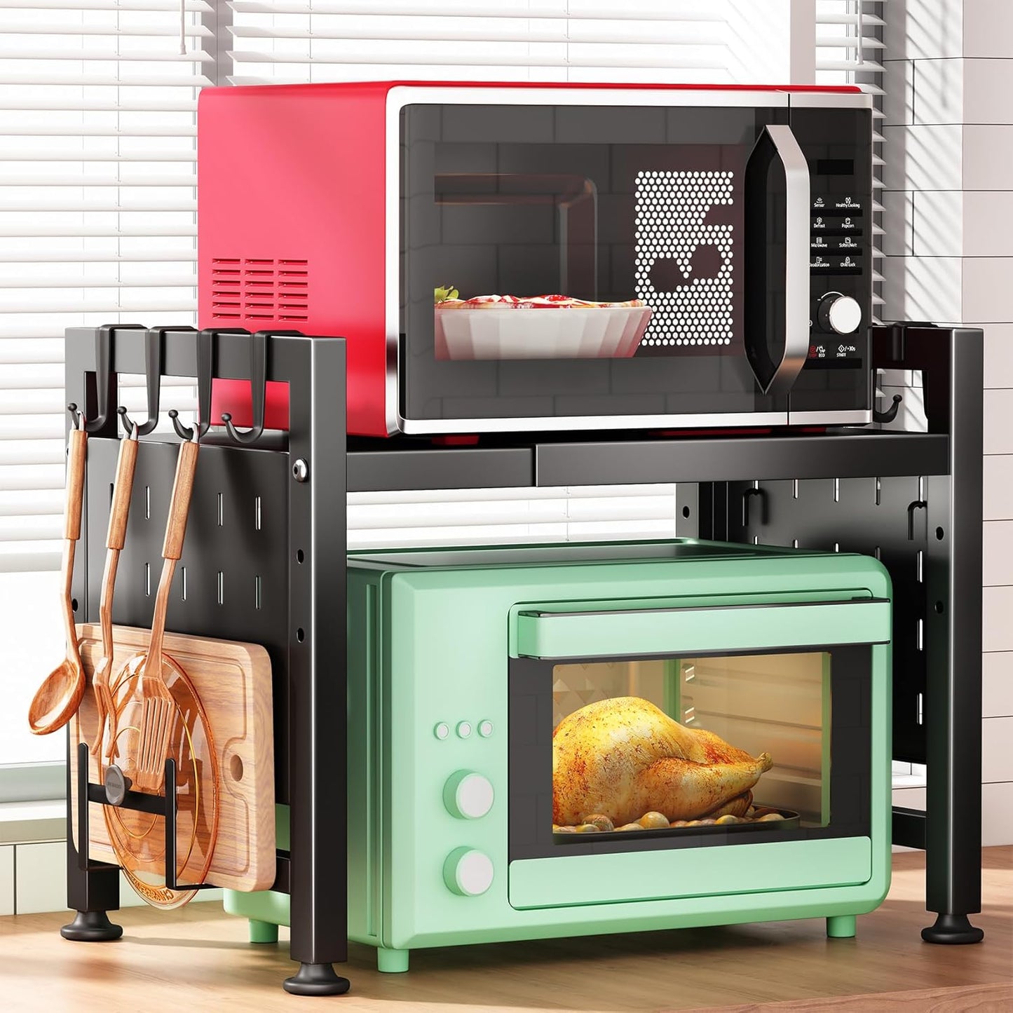 Adjustable Microwave Oven Rack - Organize with Ease!