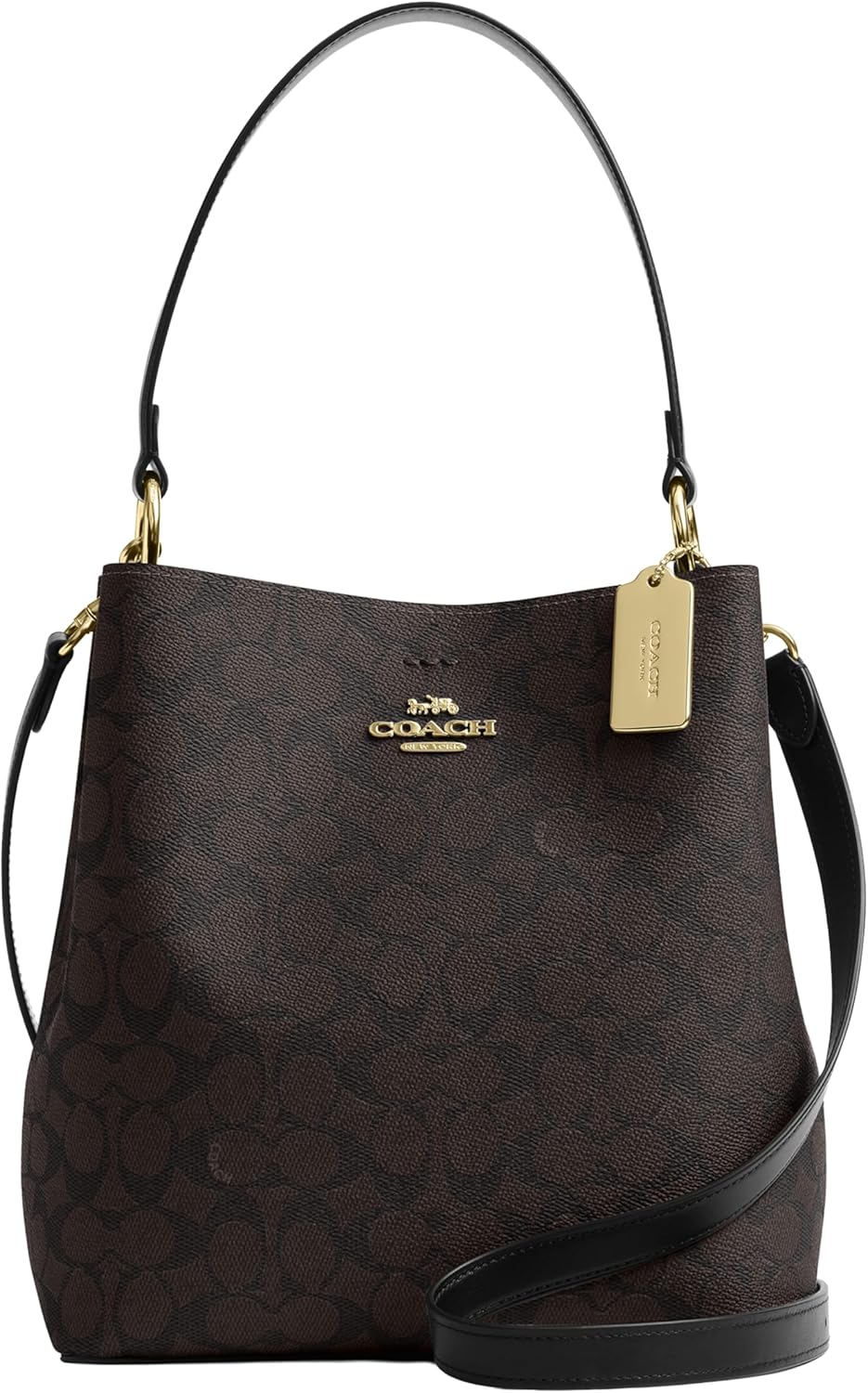 Spacious Coach Town Bucket Bag: Versatile Leather Tote Style