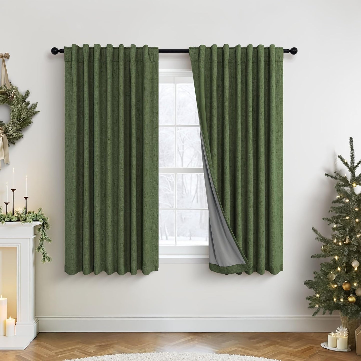 Pitalk Olive Green Blackout Curtains for Kids Room 63 Inch
