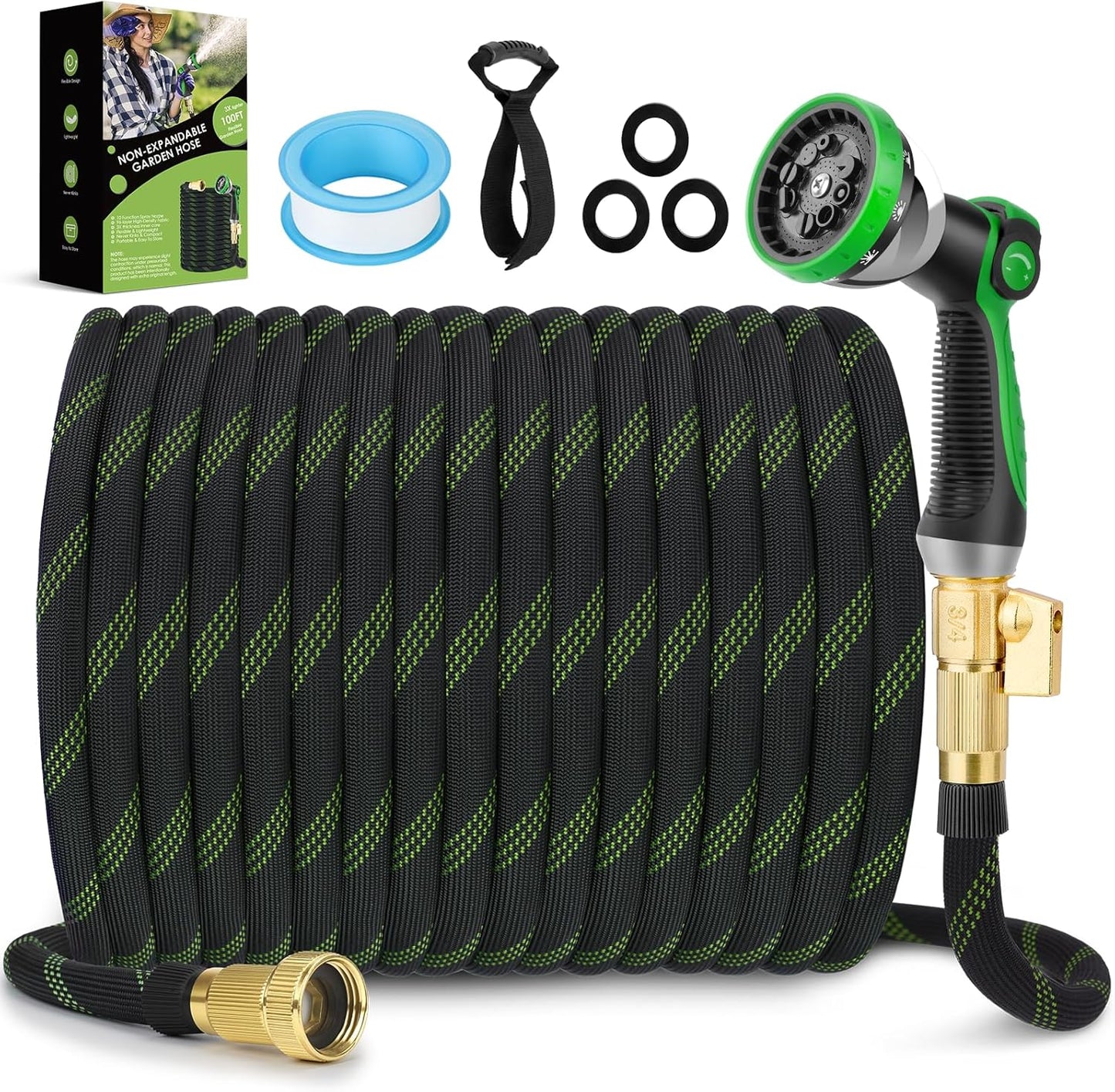 Garden Hose 100 ft Ultra Lightweight Flexible Non-Expandable