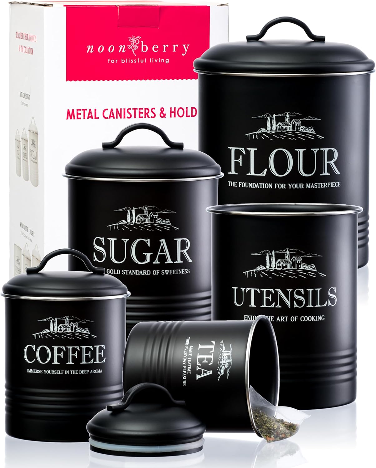 Kitchen Canisters for Countertop Set of 5 - Airtight Storage