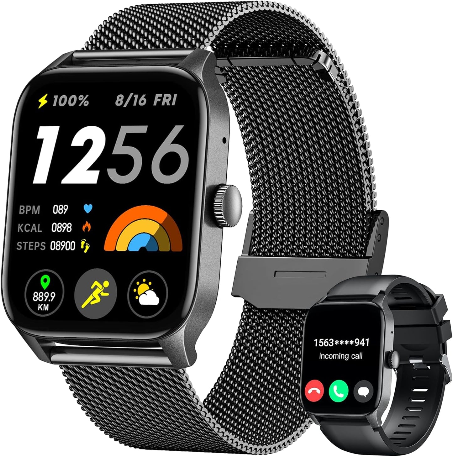 Doomixs Women's Black Smartwatch: 1.83 Touchscreen, Answer Calls, Waterproof