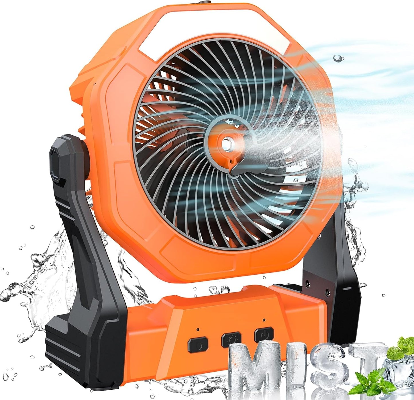 Portable Misting Fan for Patios with Water Mist and LED Lantern