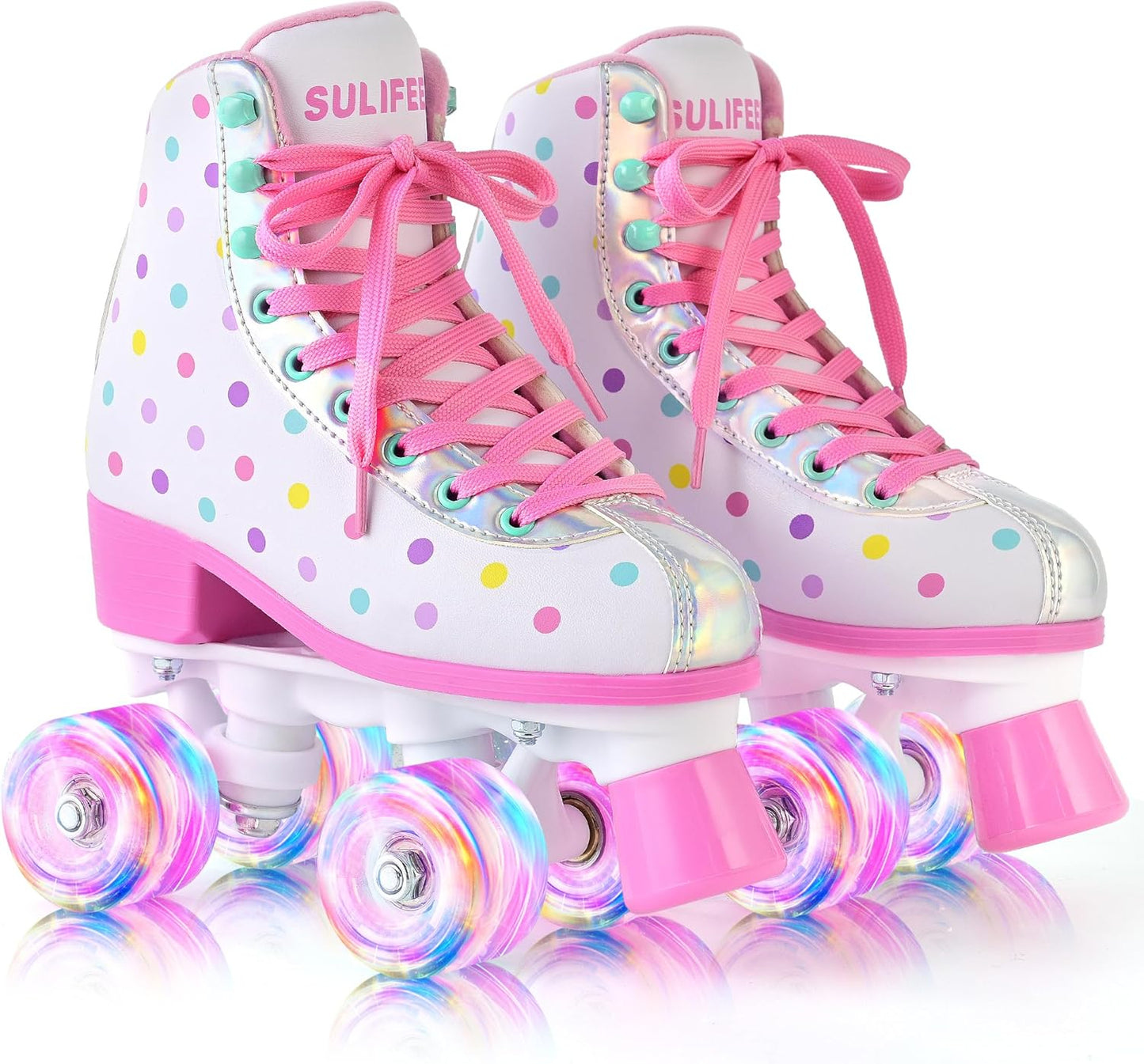 SULIFEEL Roller Skates for Girls with Light Up Wheels Fun