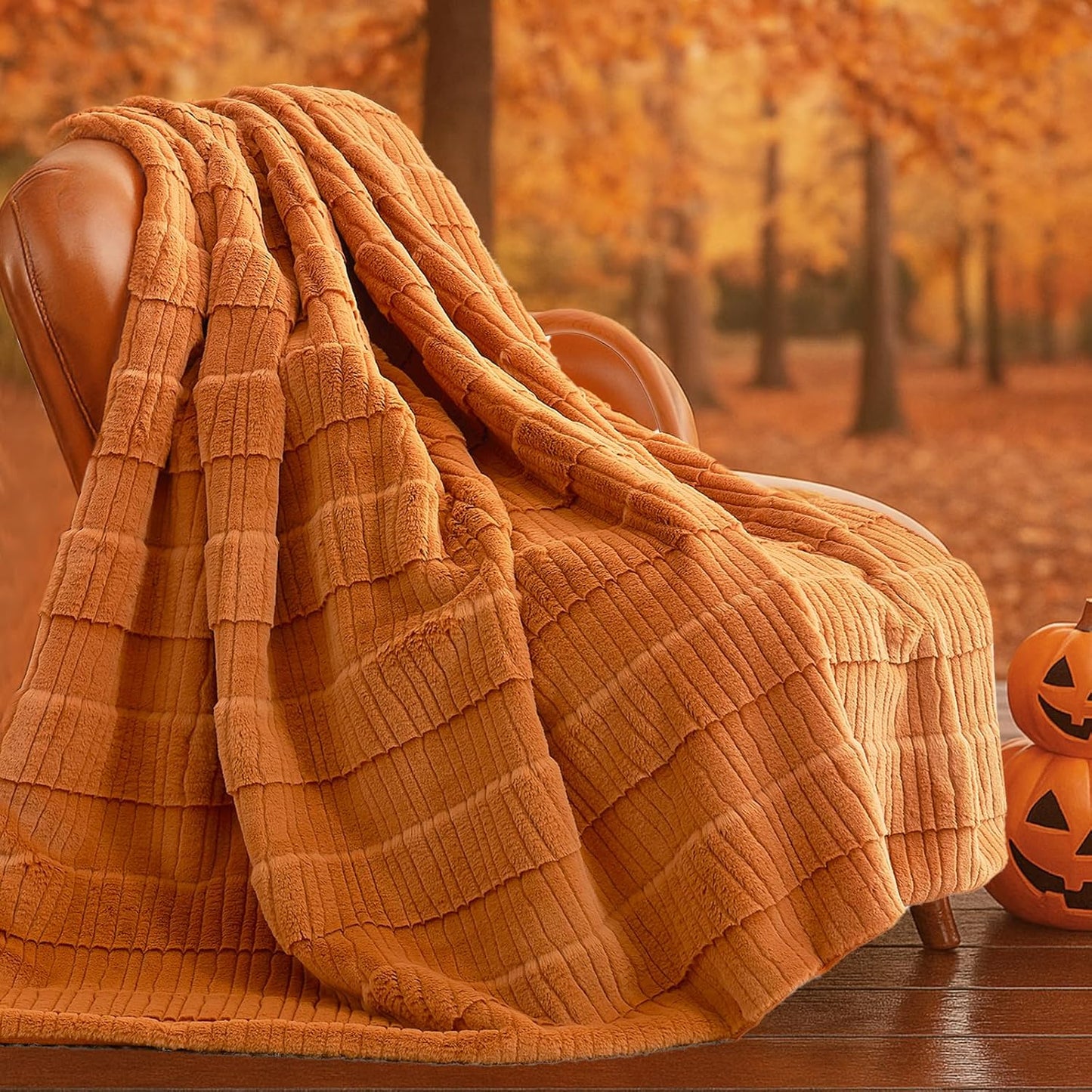 Luxury Striped Faux Fur Throw Blanket for Cozy Comfort