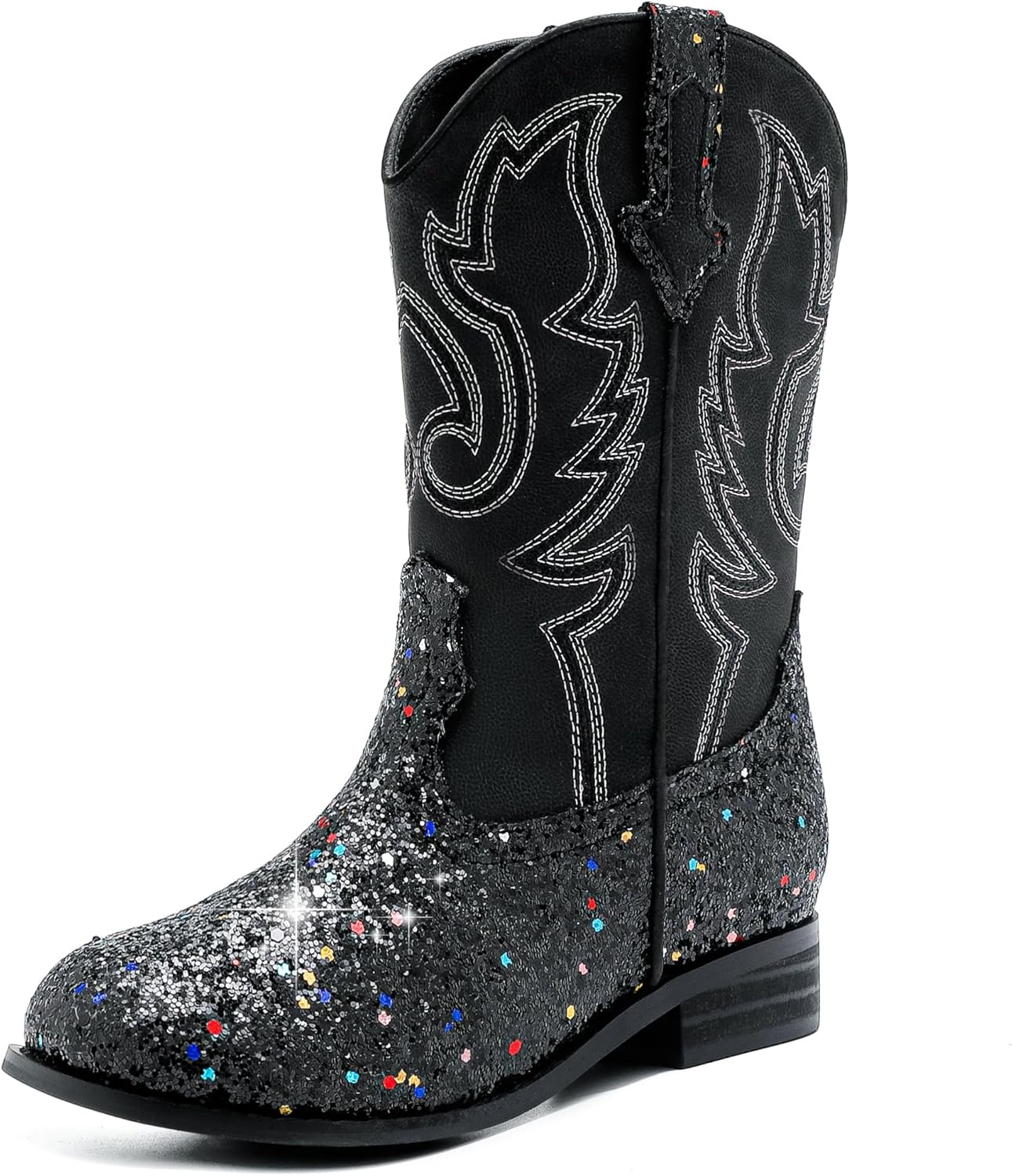 Girls Cowgirl Boots Unisex-Child Mid Calf Glitter Toddler
