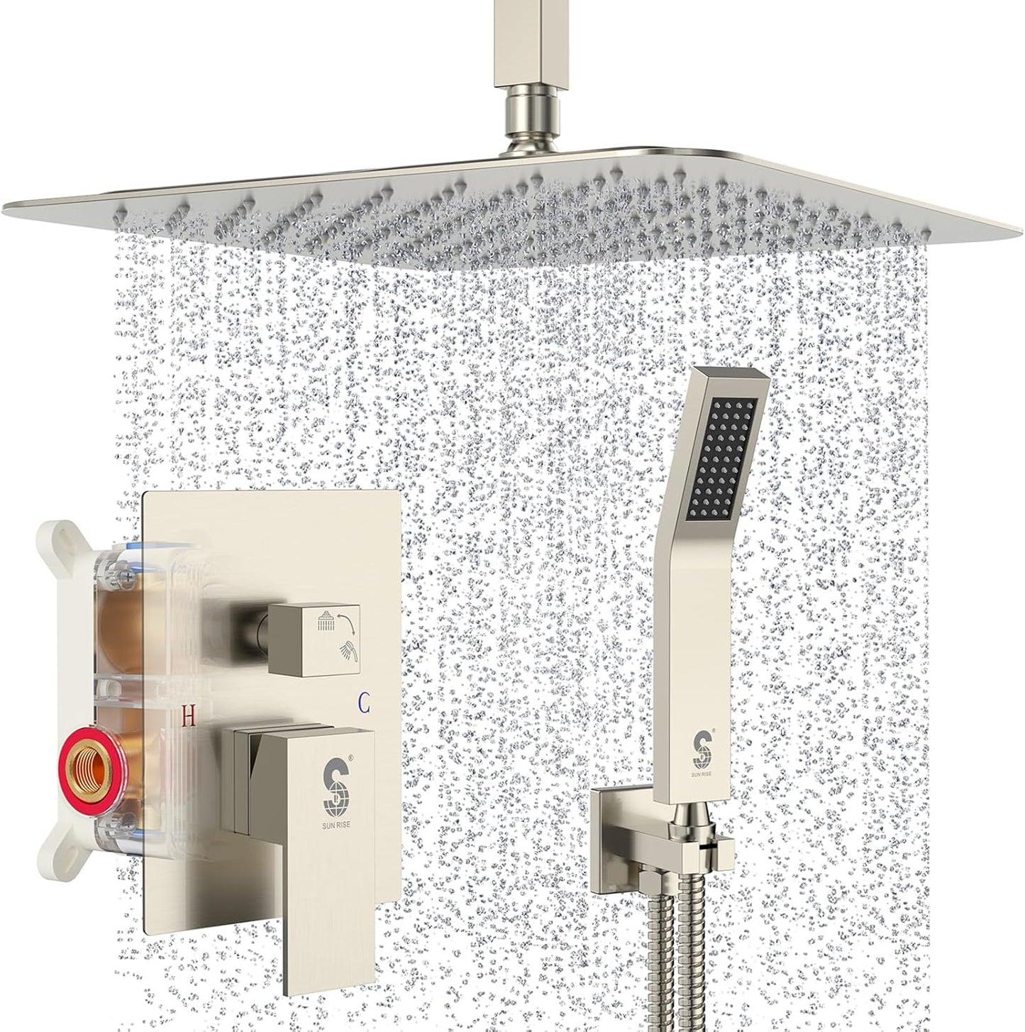 Luxury Rain Mixer Shower Combo Set with 16 Inch Shower Head