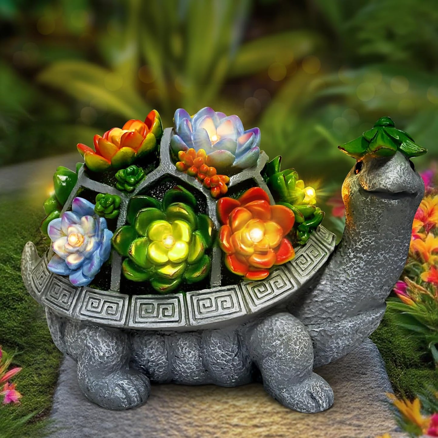 11.1 Inch Large Solar Garden Turtle Statues for Outdoor Decor